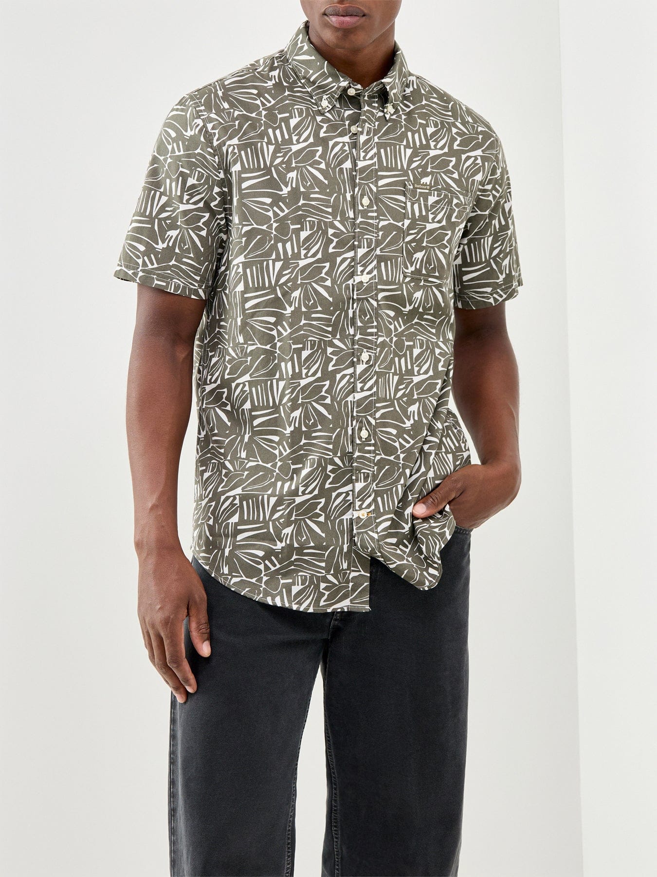 Barbour Lifestyle Orton Printed Short Sleeve Summer Shirt Olive