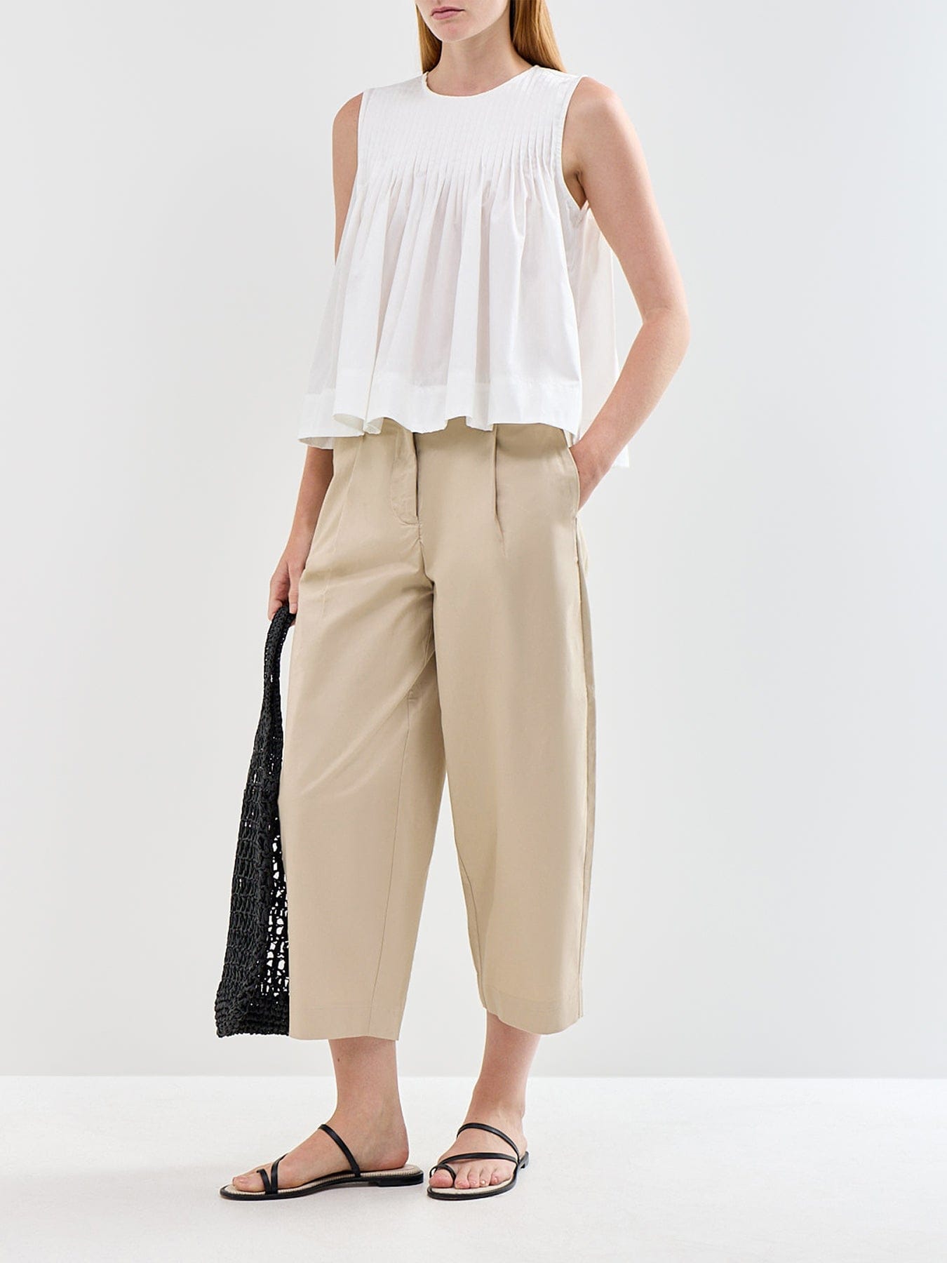 Selected Carmen High Waist Cropped Pant Beige