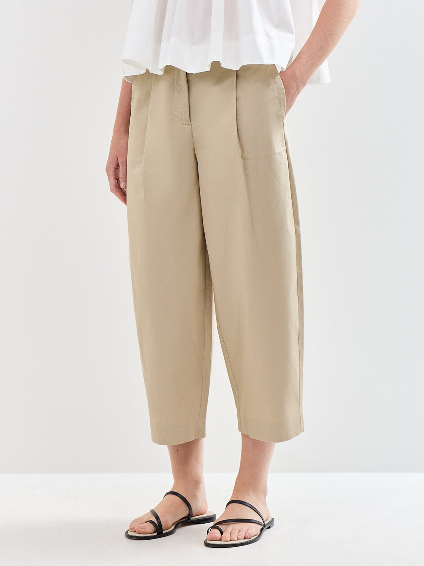 Selected Carmen High Waist Cropped Pant Beige