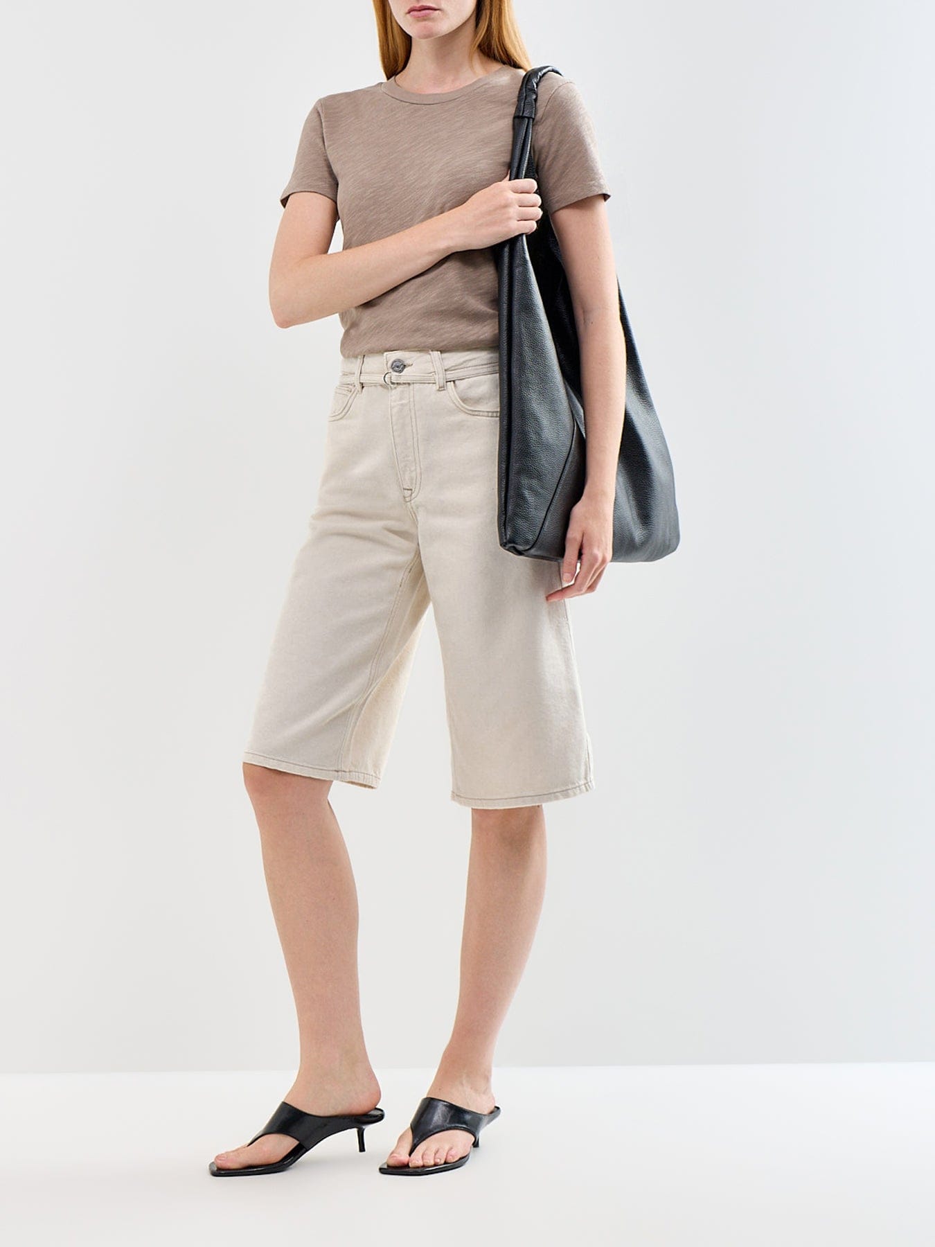 Selected Tenna Bermuda Denim Shorts Beige