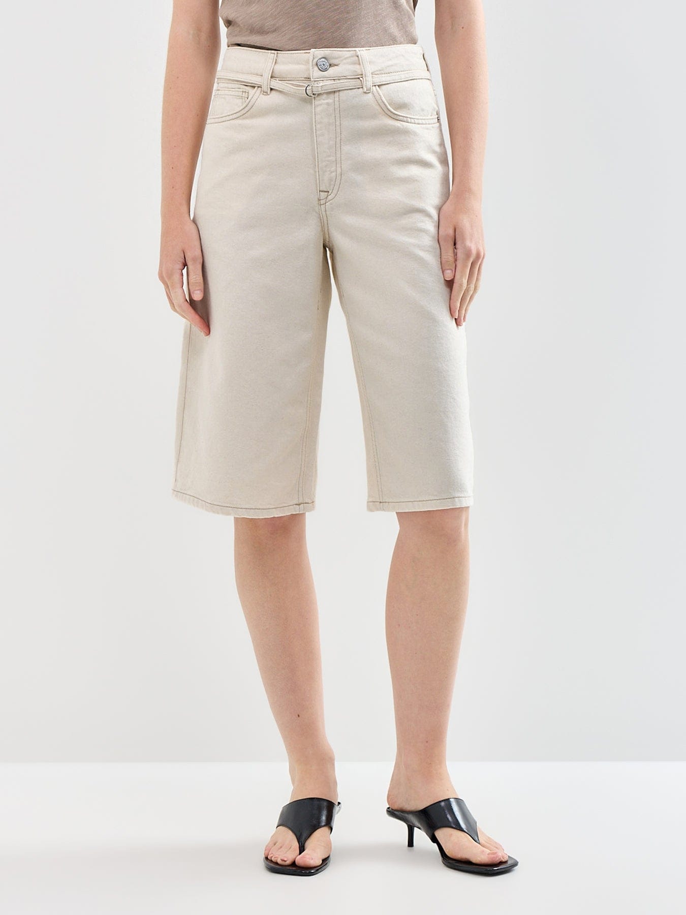 Selected Tenna Bermuda Denim Shorts Beige