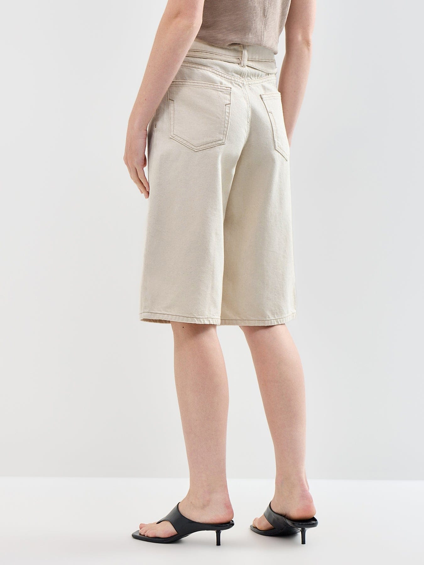 Selected Tenna Bermuda Denim Shorts Beige