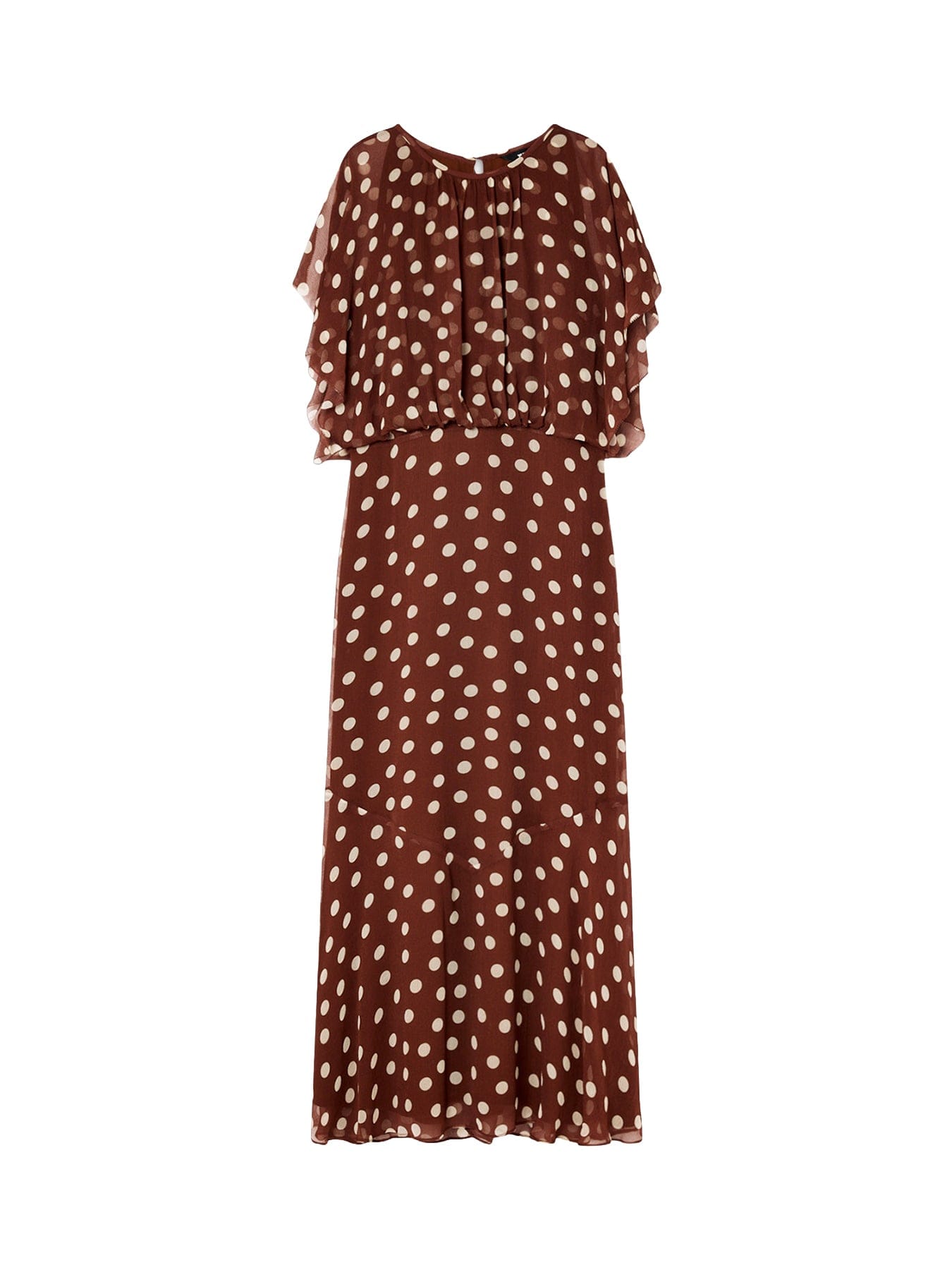 Whistles Polka Dot Print Midi Dress Brown