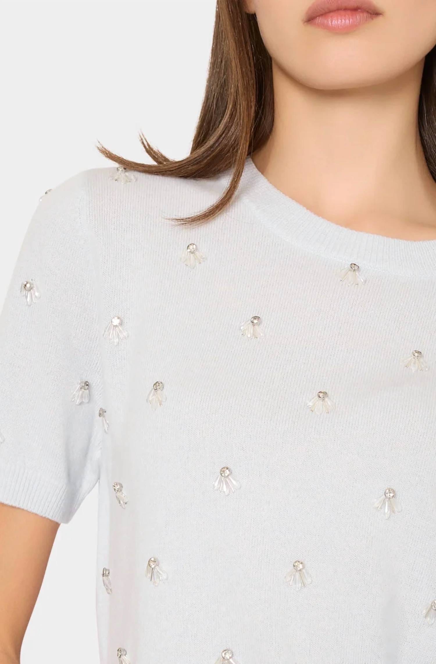 WHITE* Rosalyn Rhinestone Embellished Sweater In White