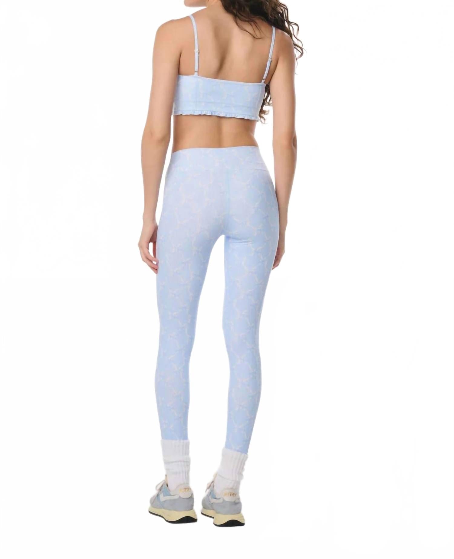 Blue Kimi Bow Print Leggings In Blue