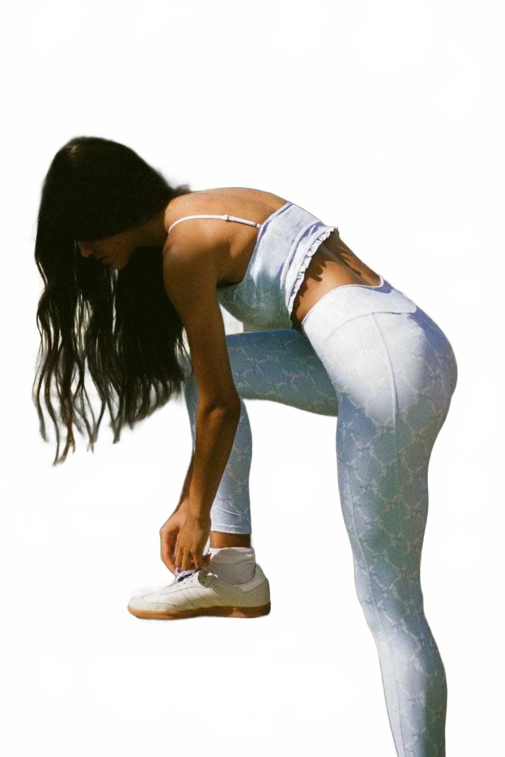 Blue Kimi Bow Print Leggings In Blue
