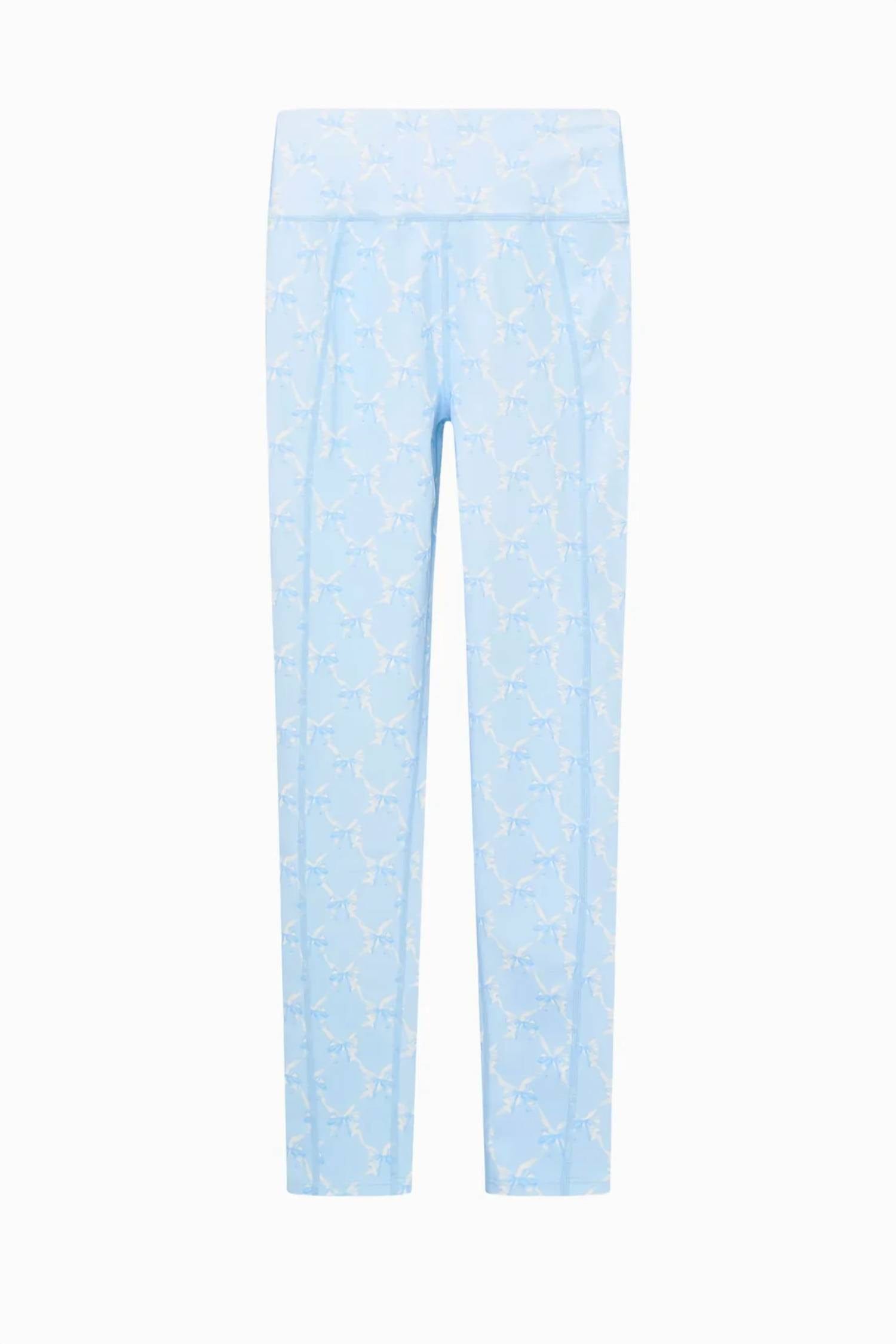 Blue Kimi Bow Print Leggings In Blue