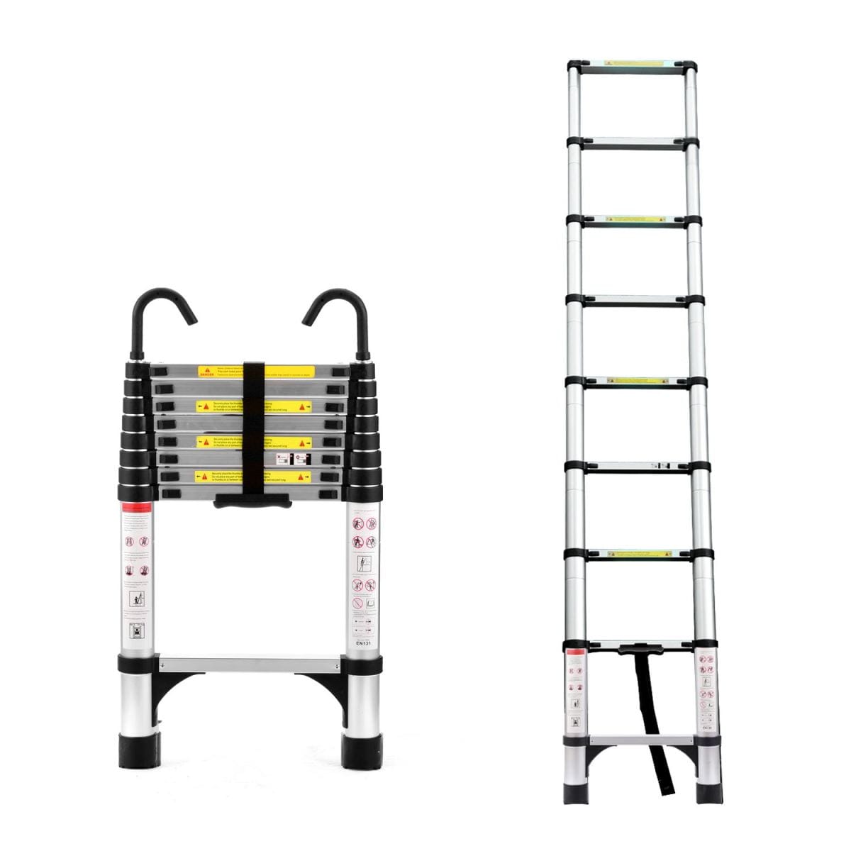 Alloy Streamdale 8.5FT Telescopic Aluminum Alloy Folding Ladder with Hooks & Triangular Support