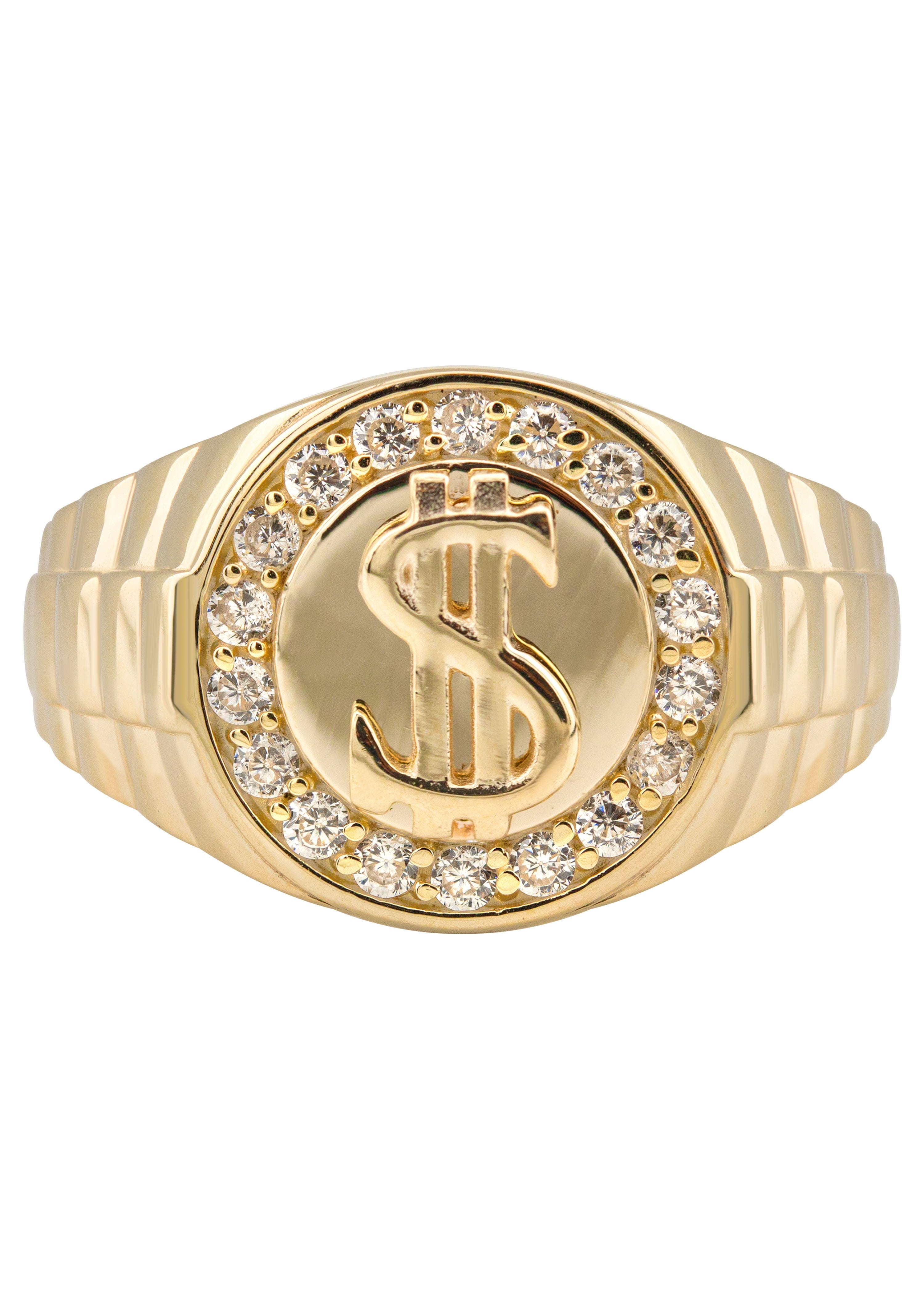 Manufacturer 1 10K Gold Cz Money Sign Ring For Men | 2.6 Grams