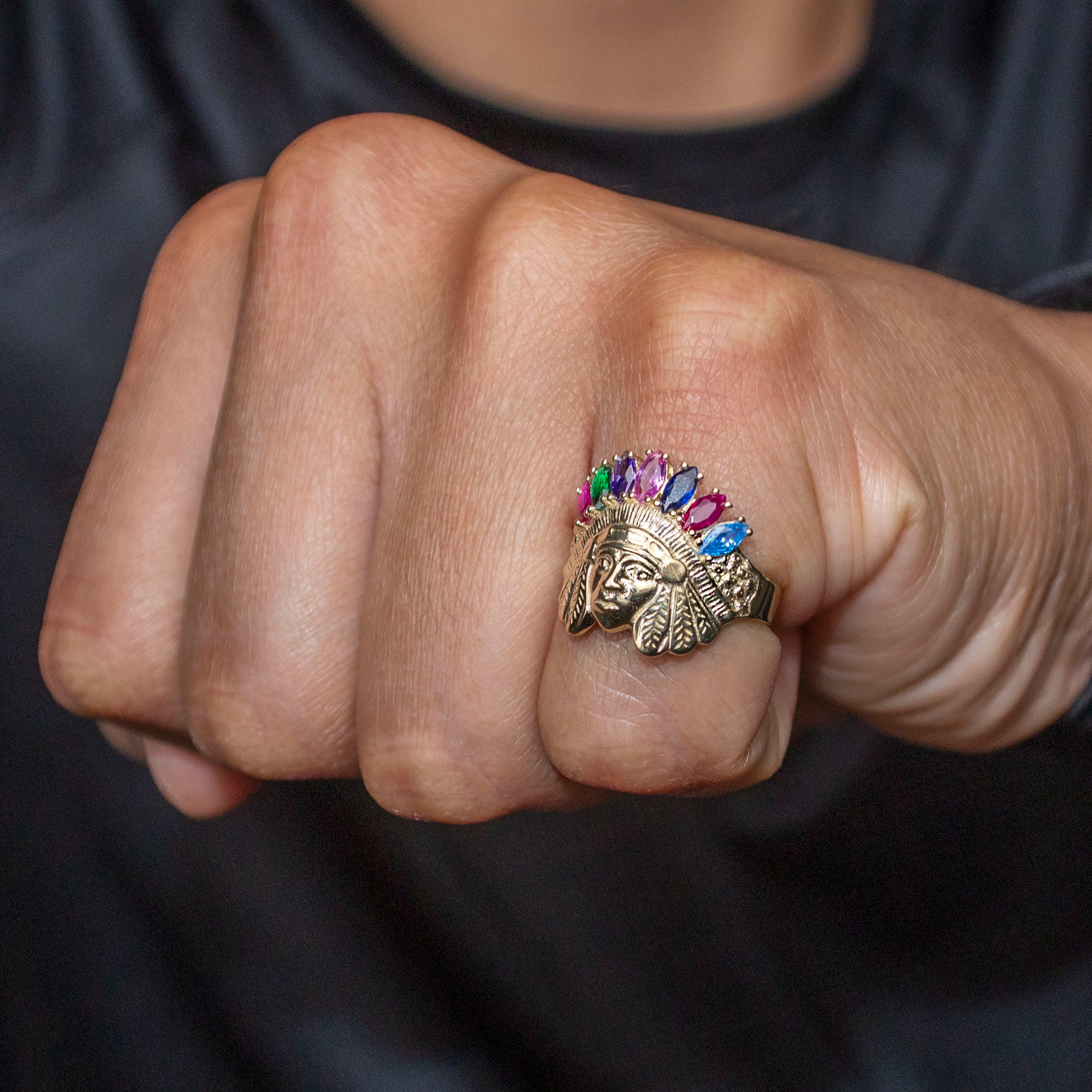 Manufacturer 1 10K Gold Indian Chief Ring For Men | 2.3 Grams