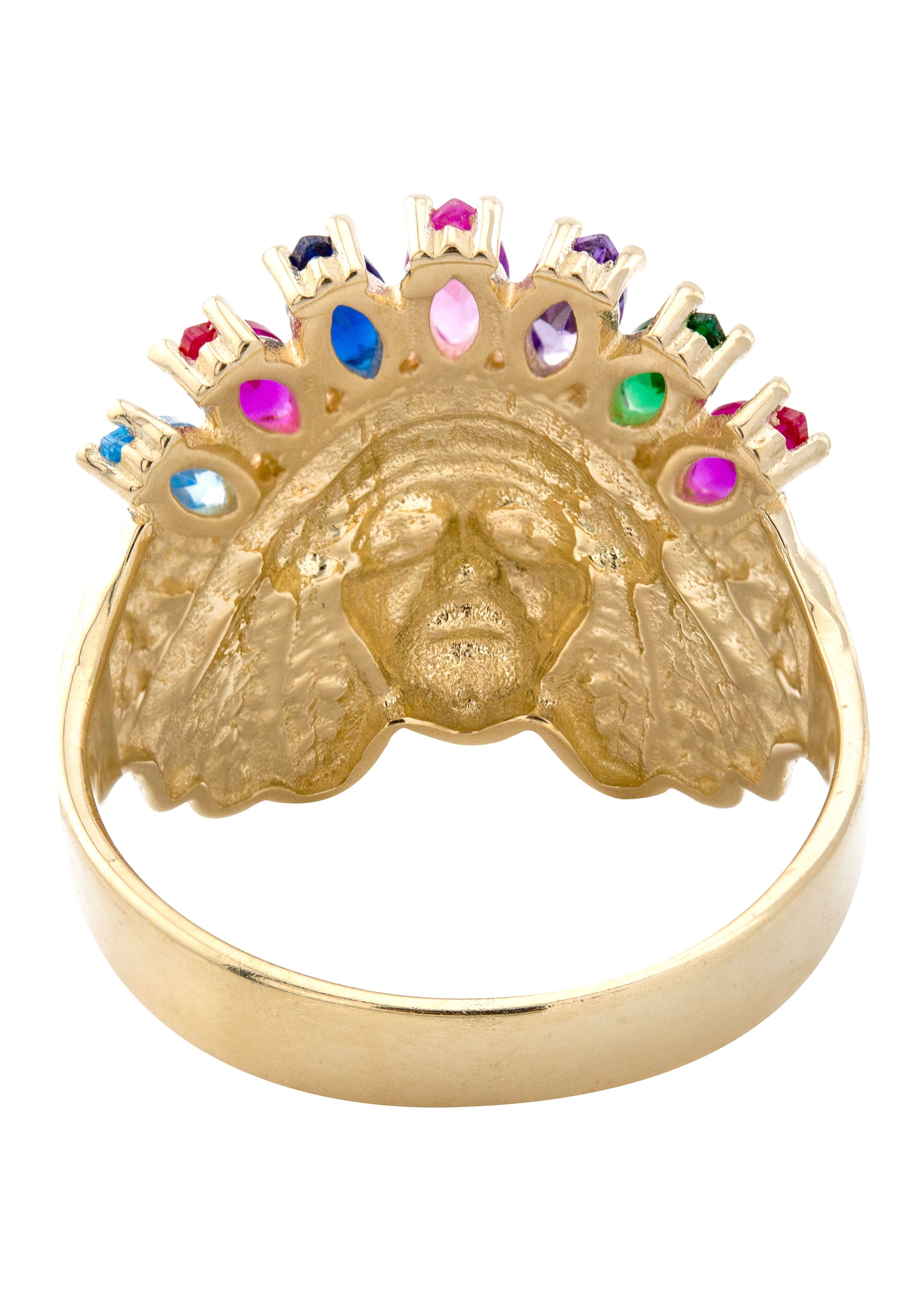 Manufacturer 1 10K Gold Cz Indian Chief Ring For Men | 3.4 Grams
