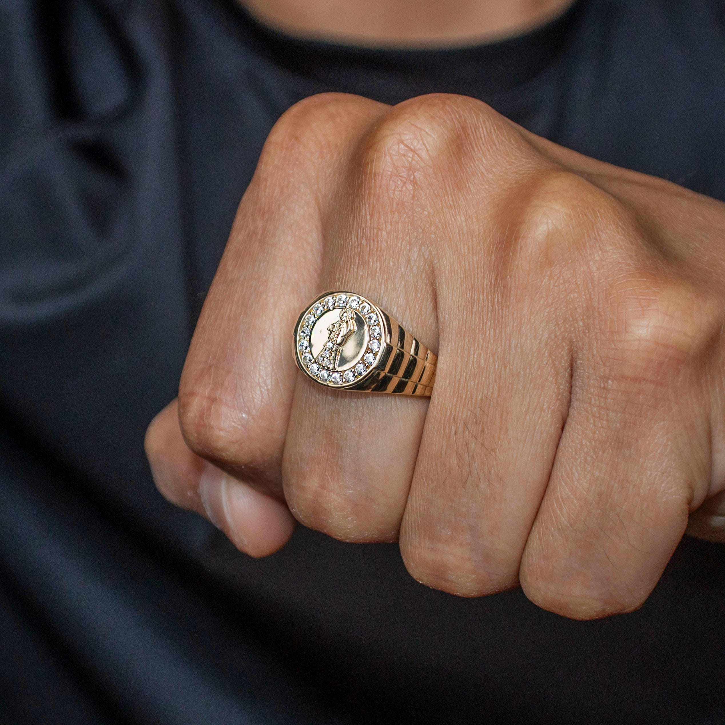Manufacturer 1 10K Gold Cz St. Death Ring For Men | 2.6 Grams