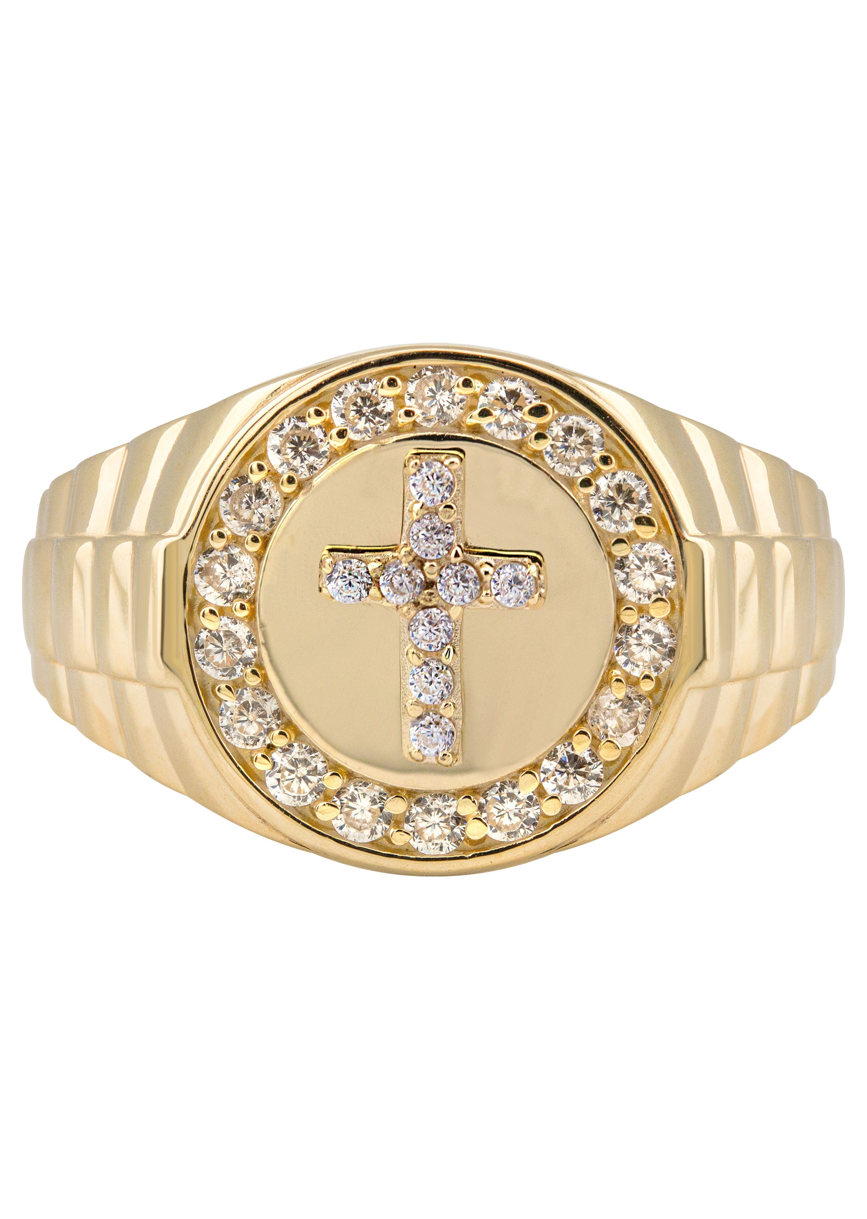Manufacturer 1 10K Gold Cz Cross Ring For Men | 2.6 Grams