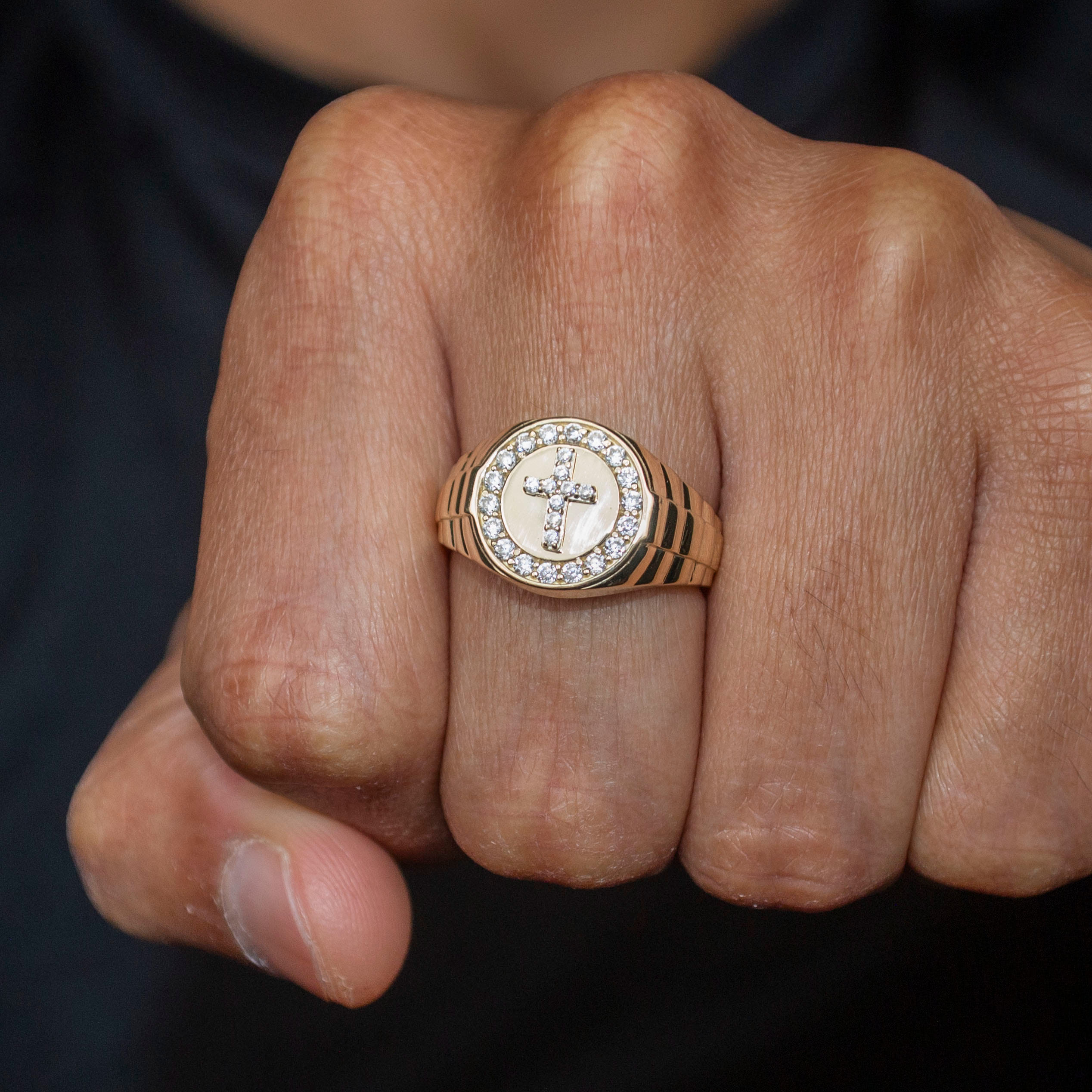 Manufacturer 1 10K Gold Cz Cross Ring For Men | 2.6 Grams