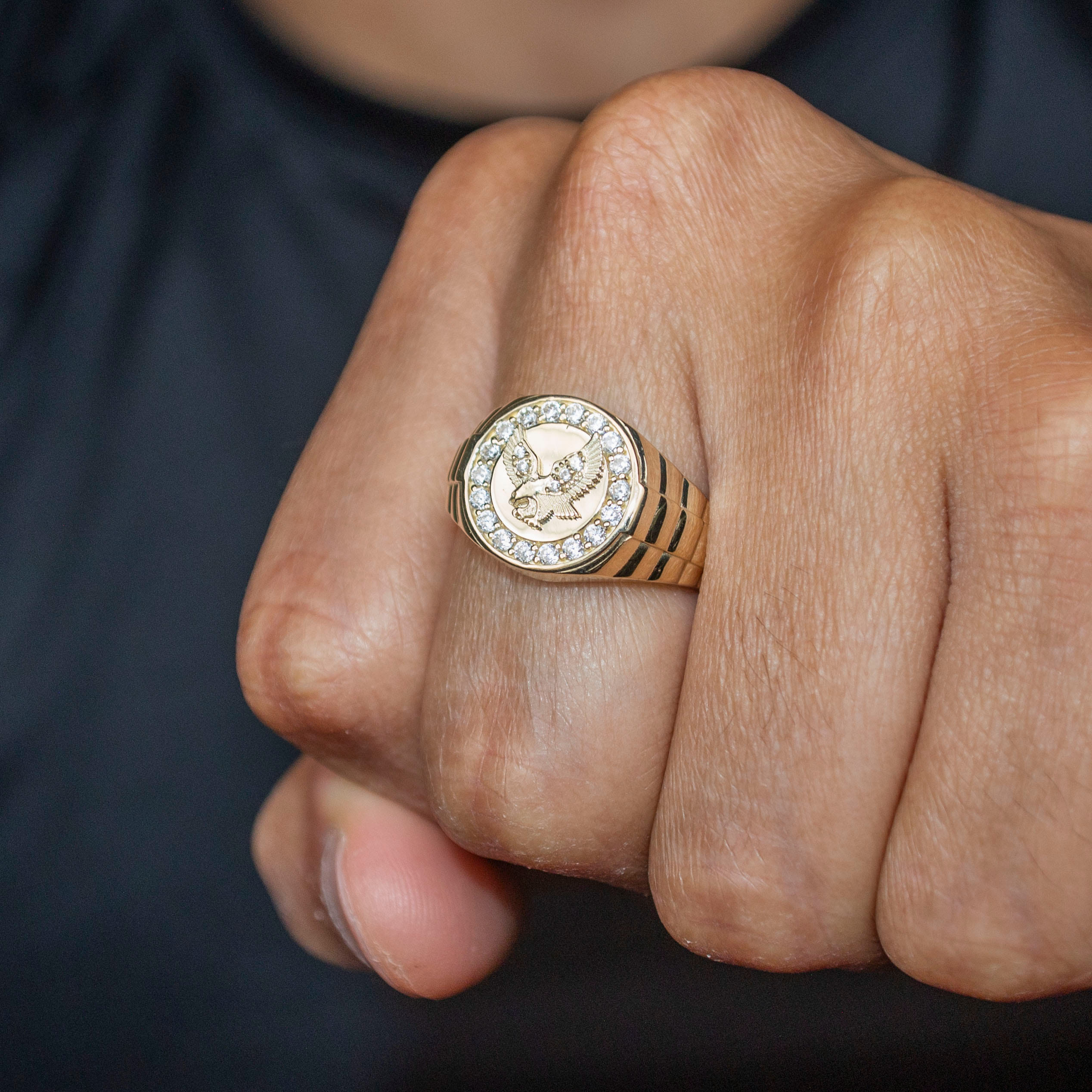Manufacturer 1 10K Gold Cz Eagle Ring For Men | 2.6 Grams