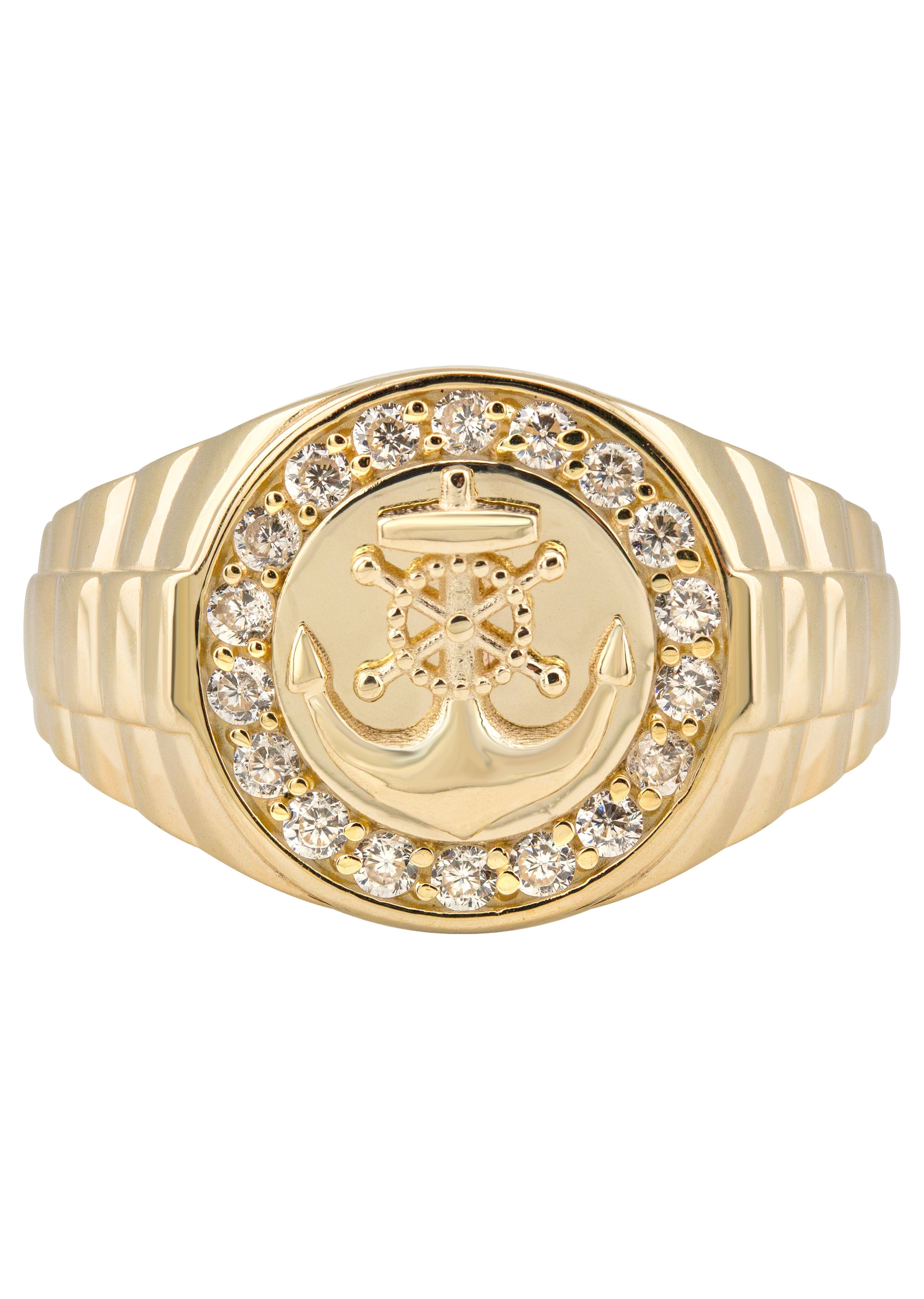 Manufacturer 1 10K Gold Cz Anchor Ring For Men | 2.6 Grams