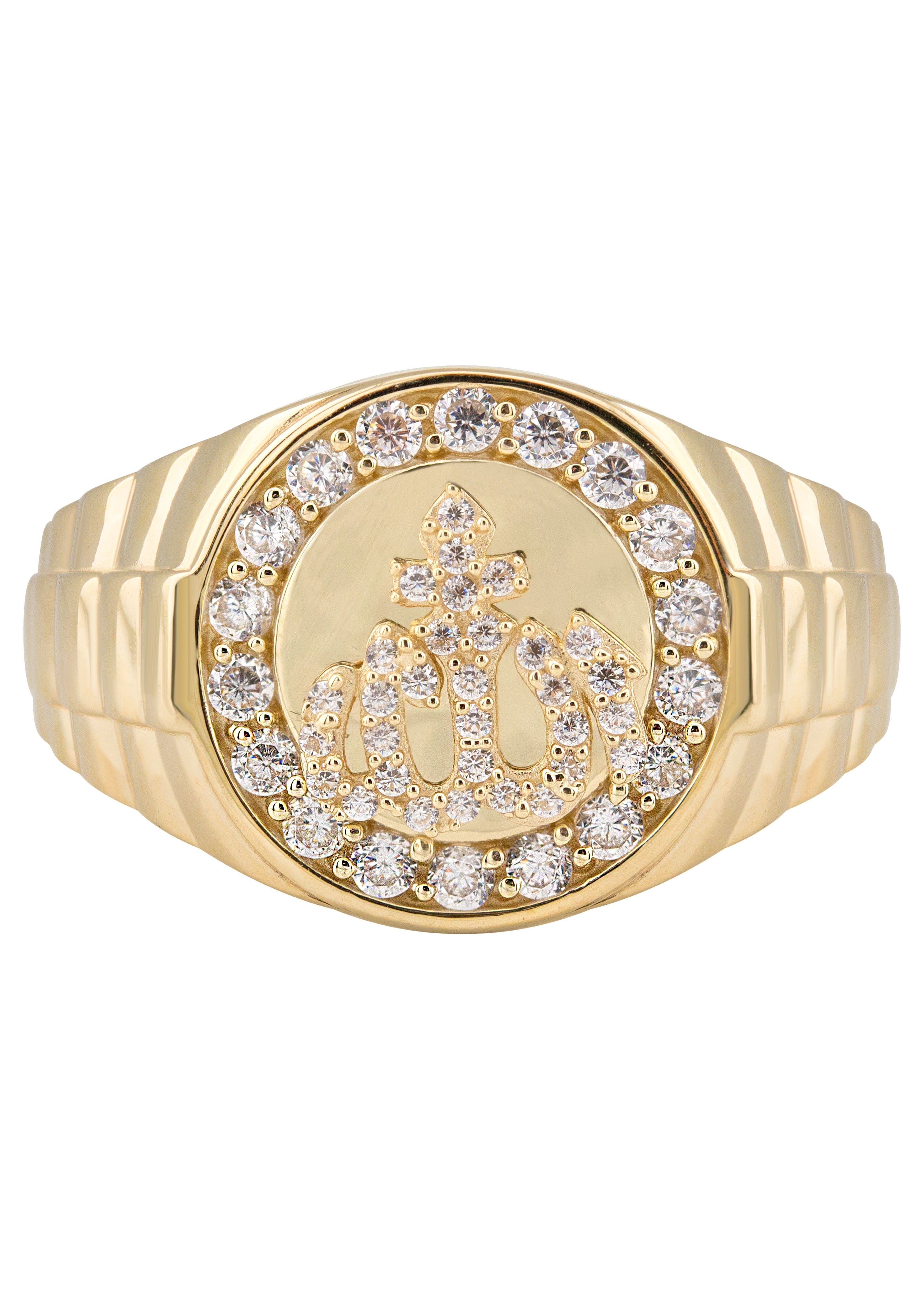 Manufacturer 1 10K Gold Cz Allah Ring For Men | 2.6 Grams