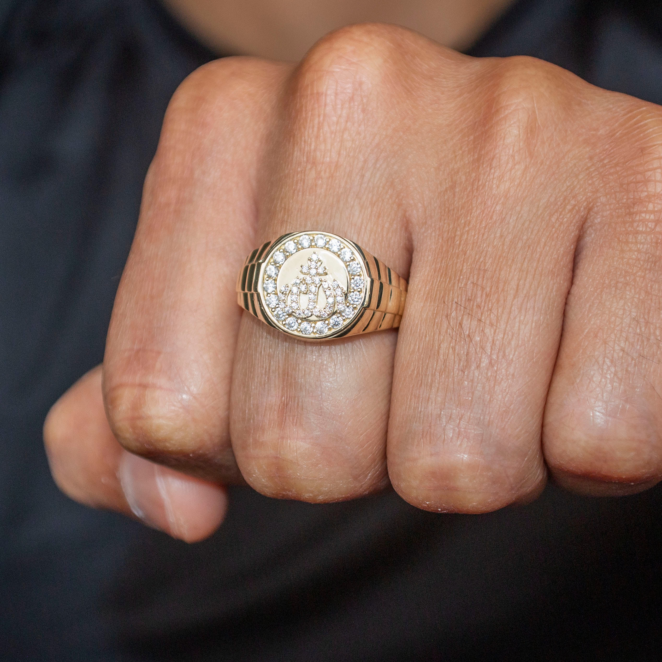 Manufacturer 1 10K Gold Cz Allah Ring For Men | 2.6 Grams