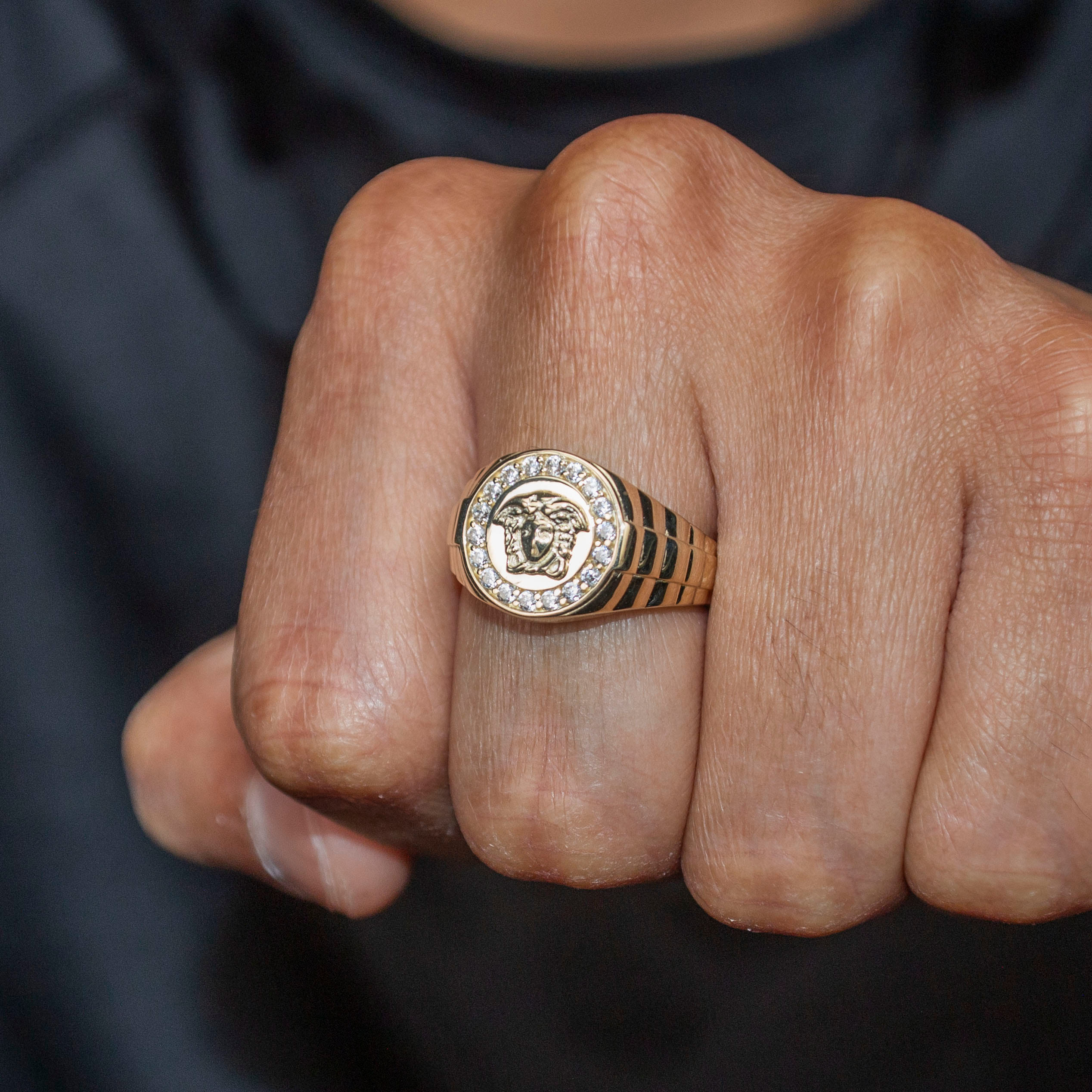 Manufacturer 1 10K Gold Cz Medusa Ring For Men | 2.6 Grams