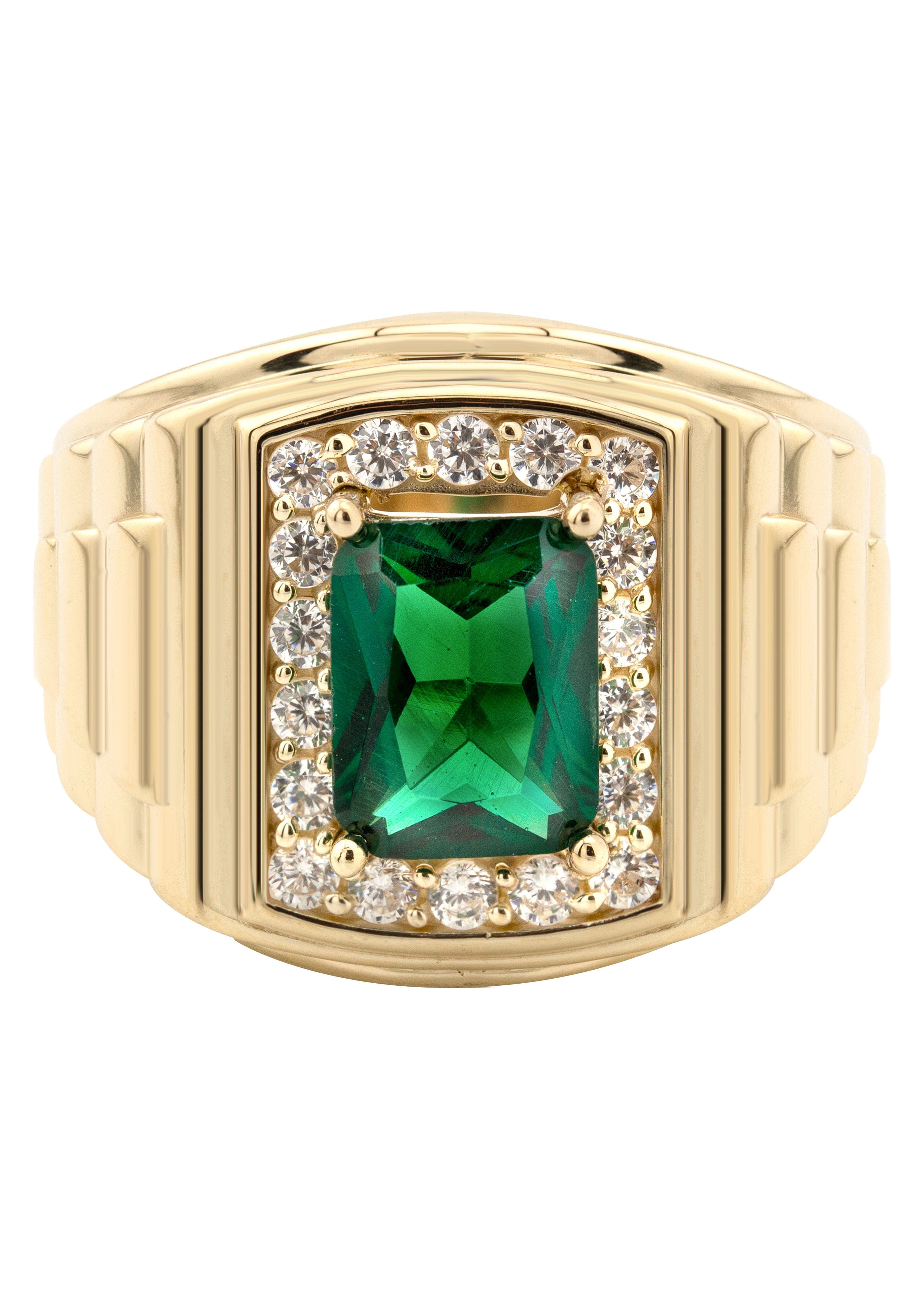 Manufacturer 1 10K Gold Cz Emerald Ring For Men | 4 Grams