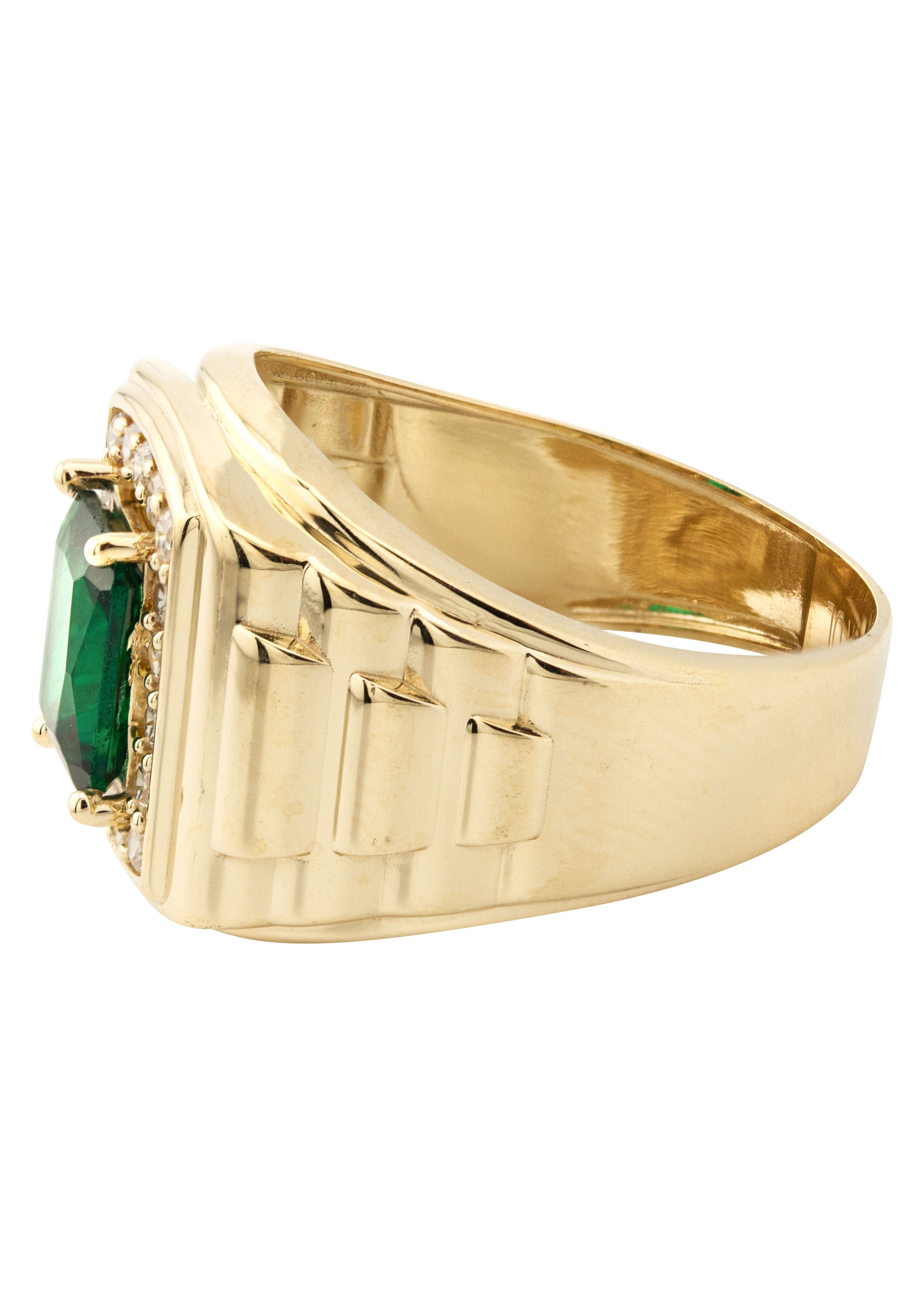 Manufacturer 1 10K Gold Cz Emerald Ring For Men | 4 Grams