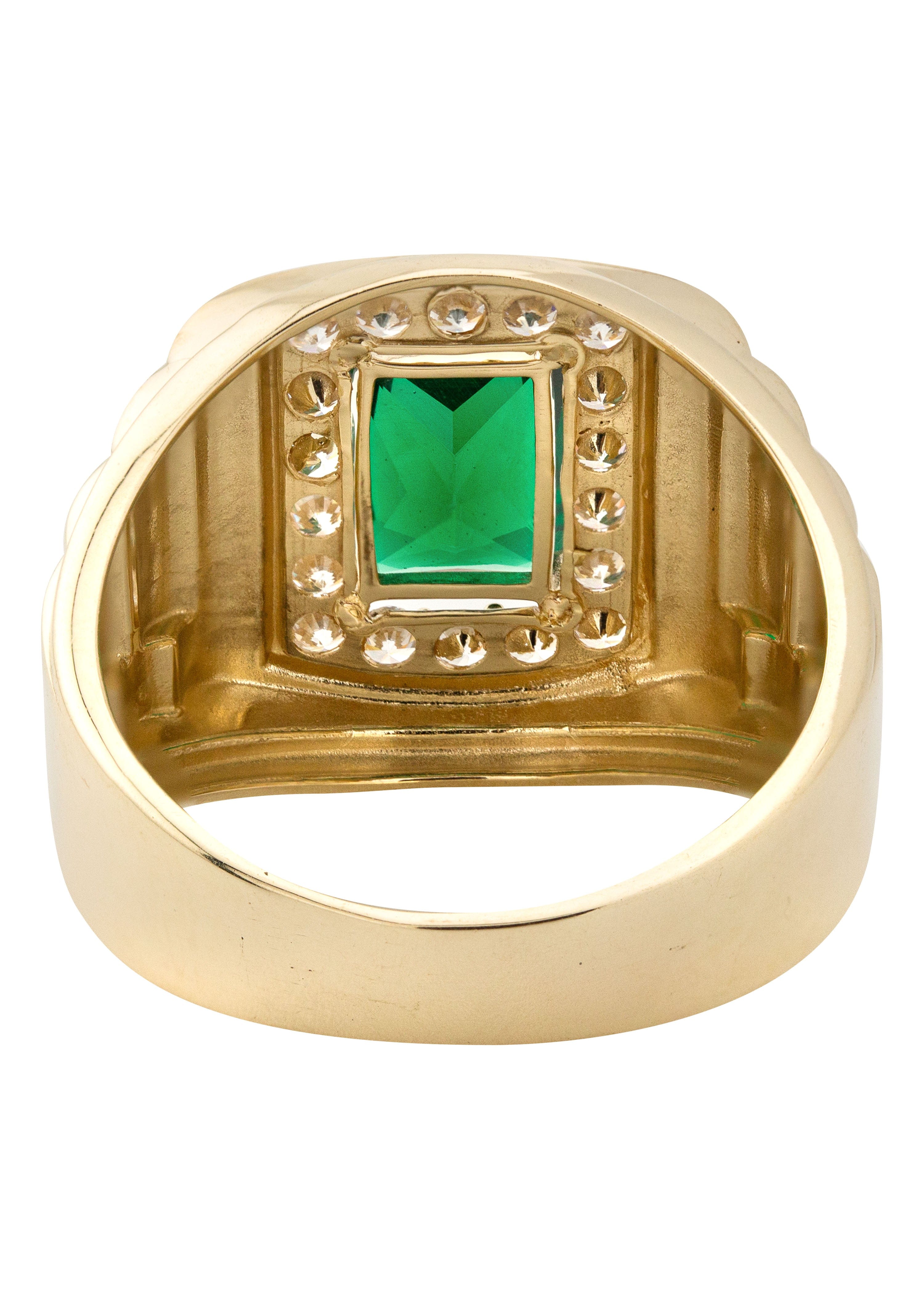 Manufacturer 1 10K Gold Cz Emerald Ring For Men | 4 Grams