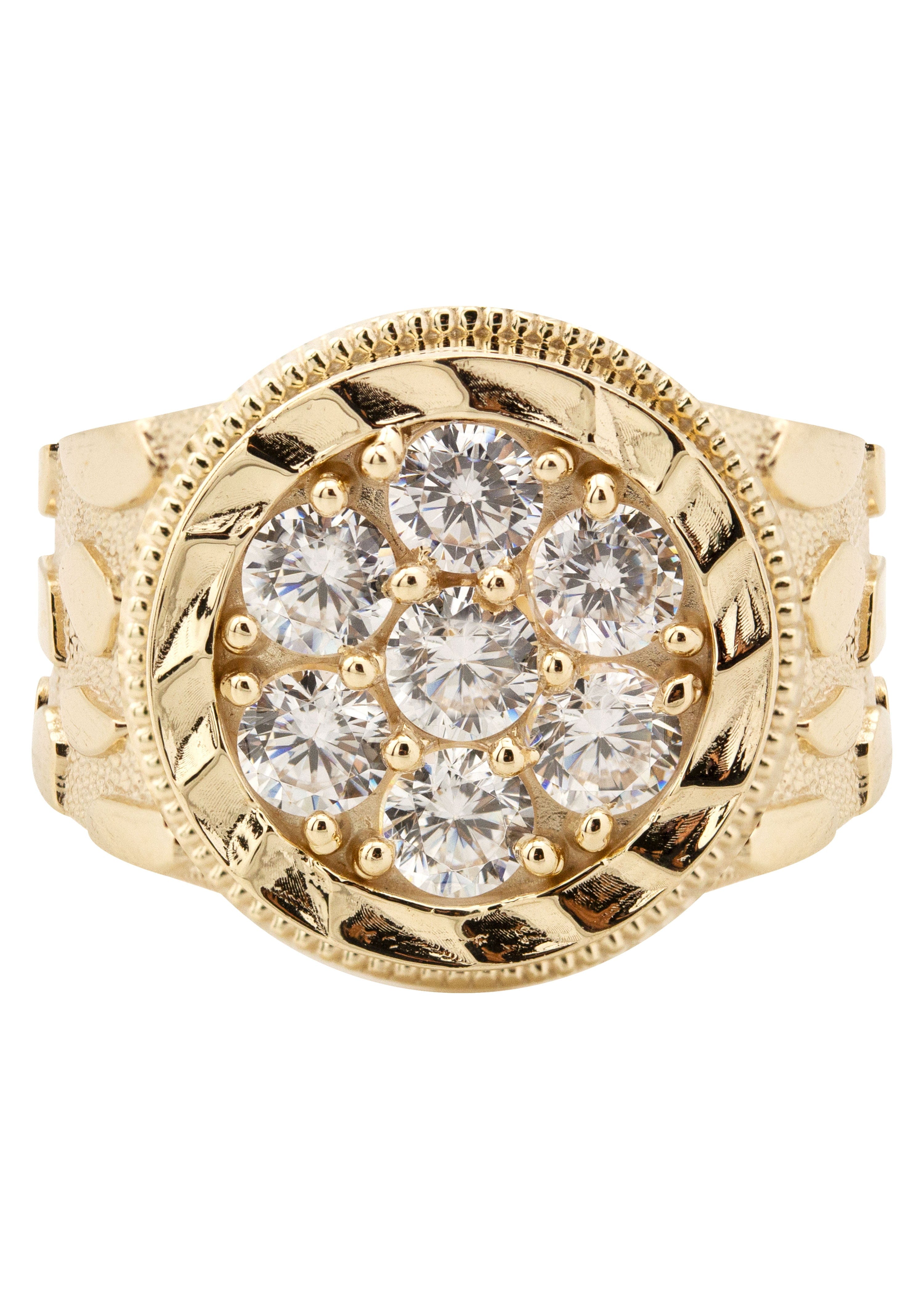 Manufacturer 1 10K Gold Cz Nugget Ring For Men | 2.6 Grams
