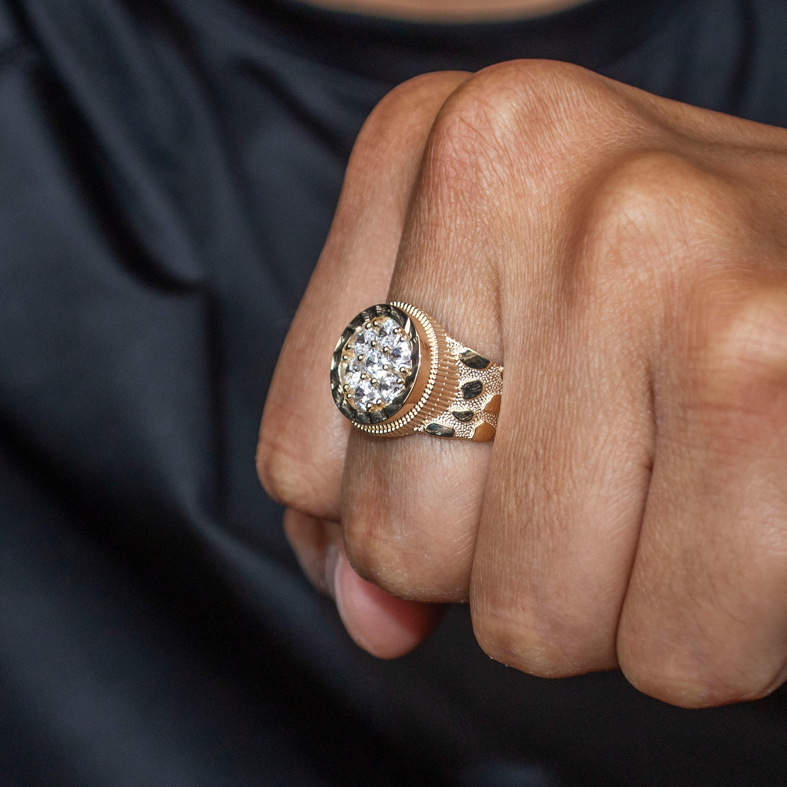 Manufacturer 1 10K Gold Cz Nugget Ring For Men | 2.6 Grams