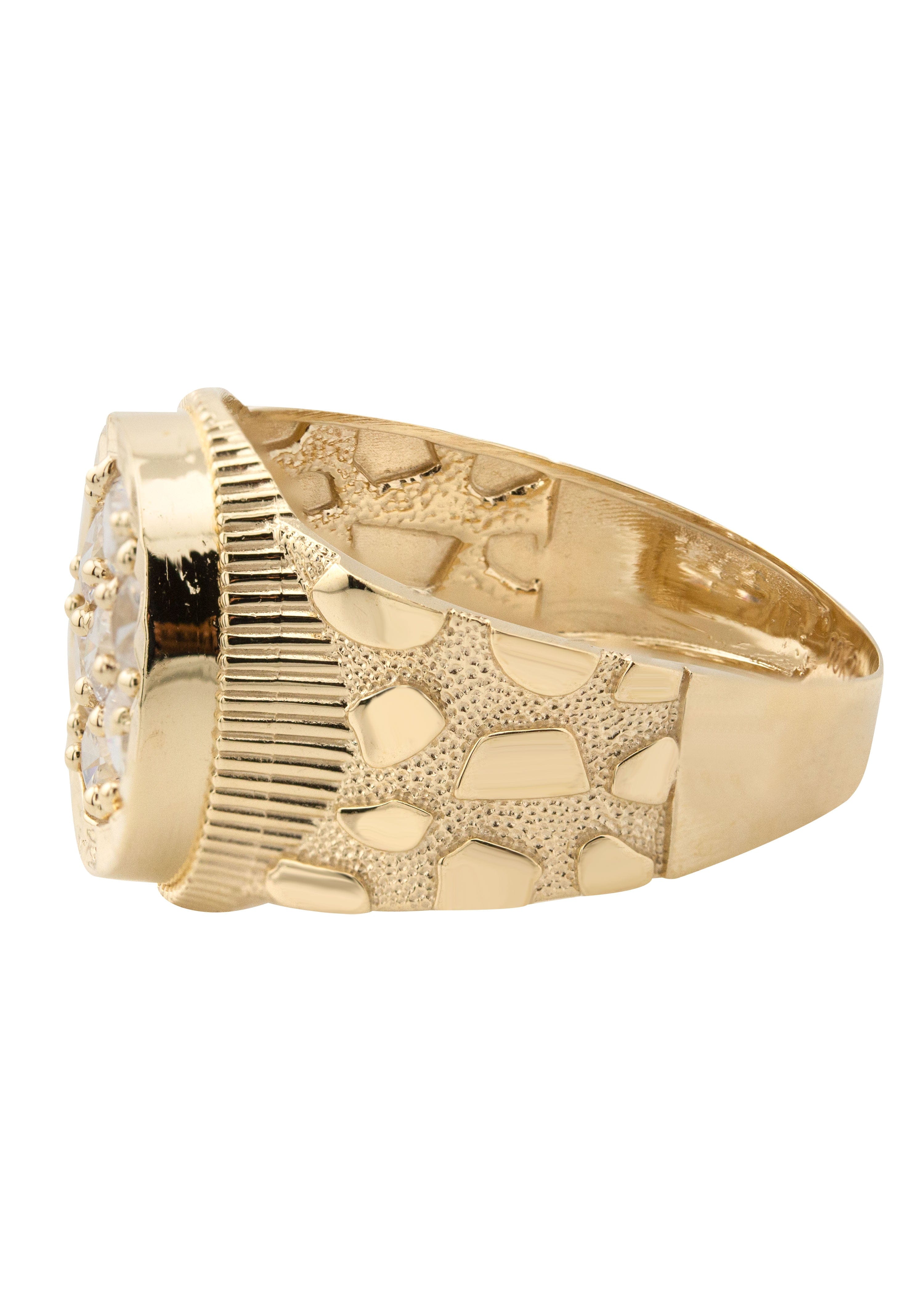 Manufacturer 1 10K Gold Cz Nugget Ring For Men | 2.6 Grams