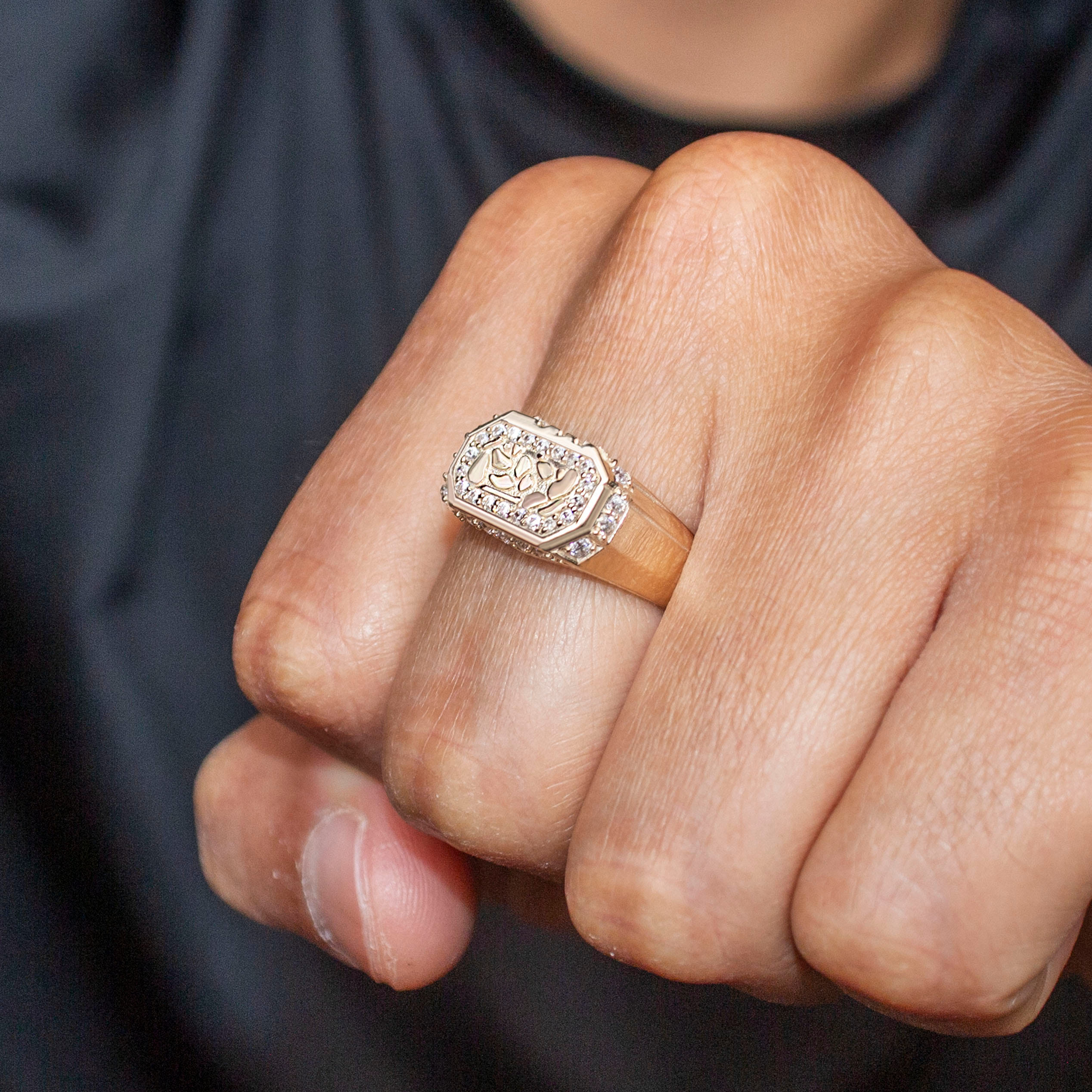 Manufacturer 1 10K Gold Cz Nugget Ring For Men | 2.3 Grams