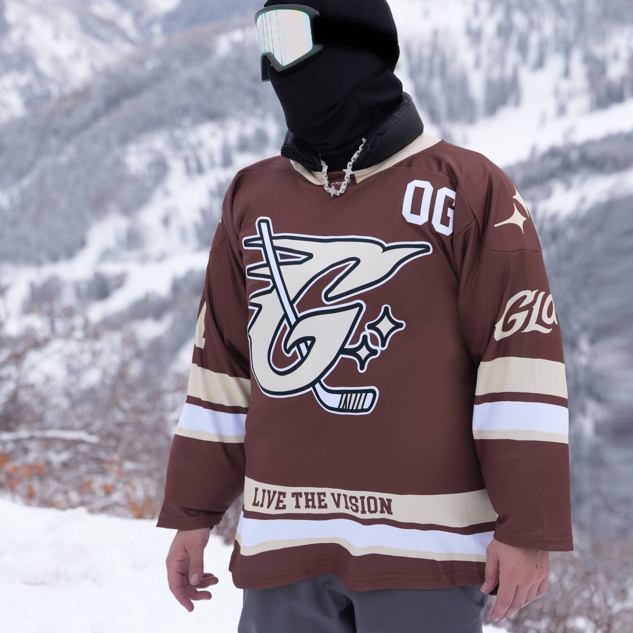 GLD Men GLD Brown and Cream Hockey Jersey