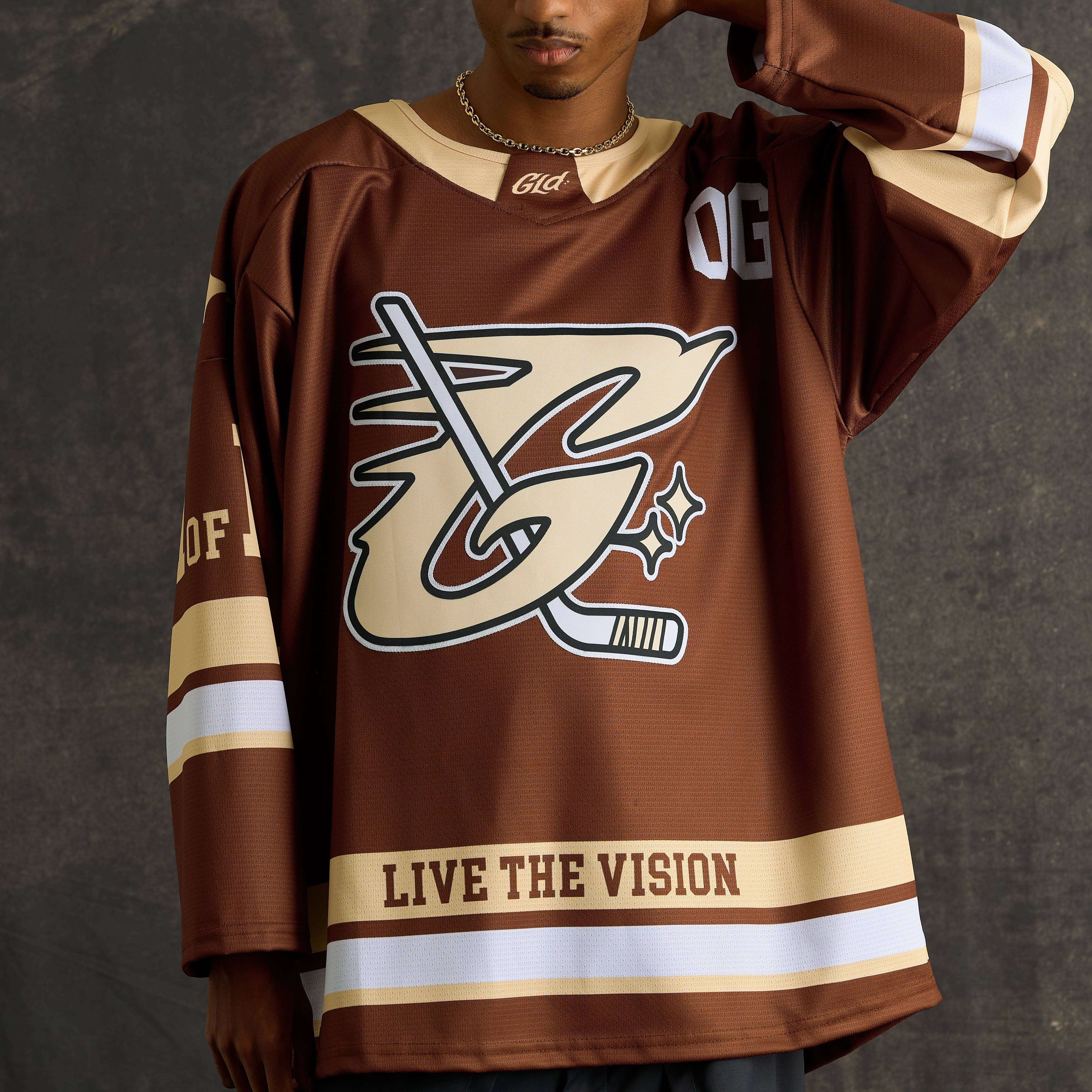 GLD Men GLD Brown and Cream Hockey Jersey