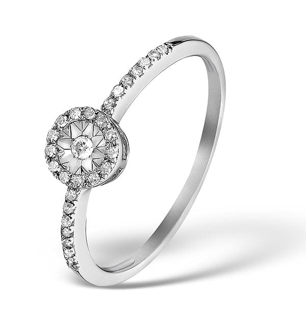 WHITE* Halo Ring with 0.11ct of Diamonds set in 9K White Gold