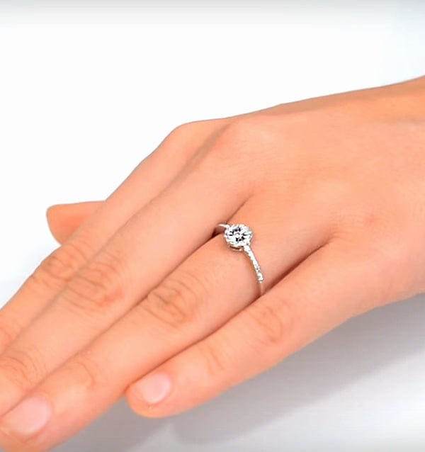 WHITE* Halo Ring with 0.11ct of Diamonds set in 9K White Gold