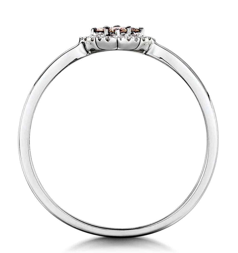 Diamond stellato champagne halo diamond ring 015ct in 9k white gold