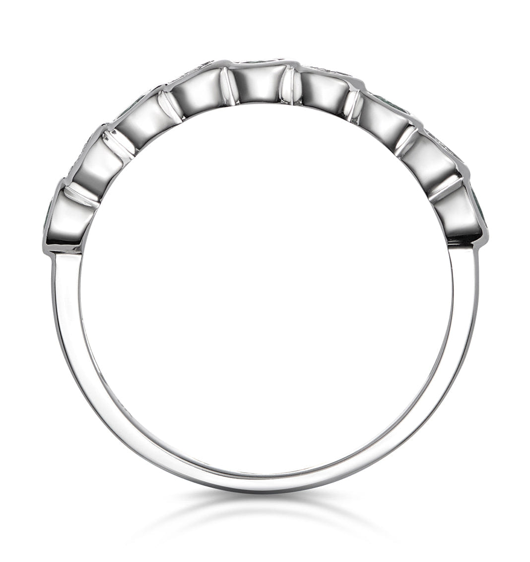 Diamond Stellato Emerald and Diamond Eternity Ring in 9K White Gold - SIZE I
