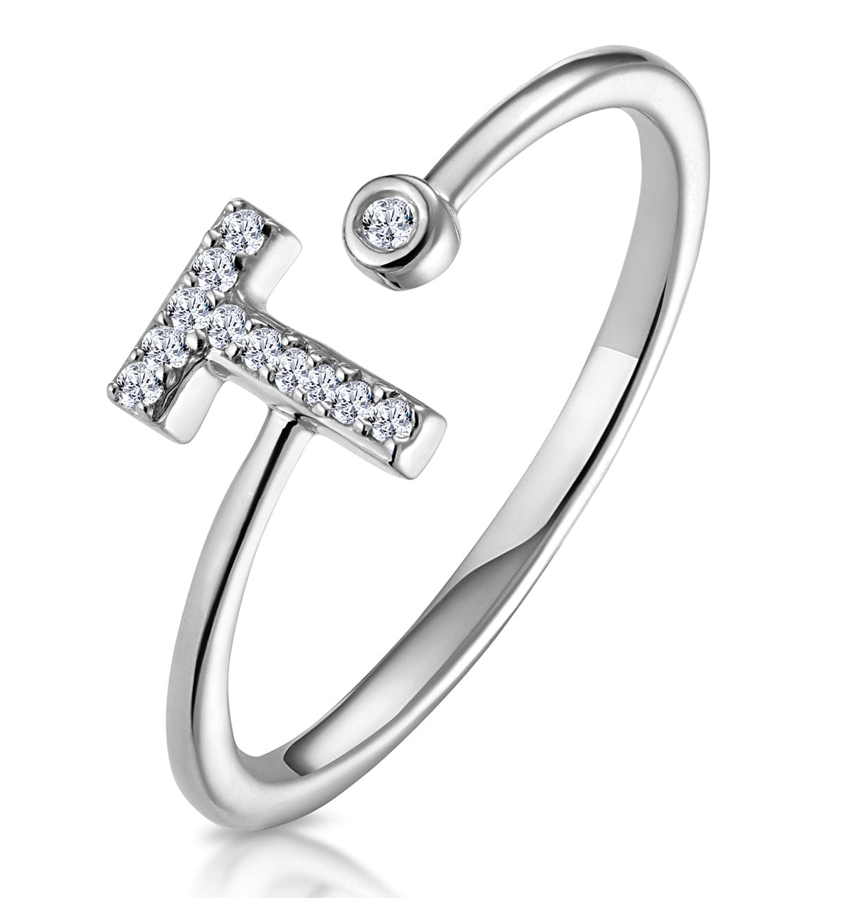 Diamond Lab Diamond Initial T Ring 0.07ct Set in 925 Silver SIZE J1/1 P