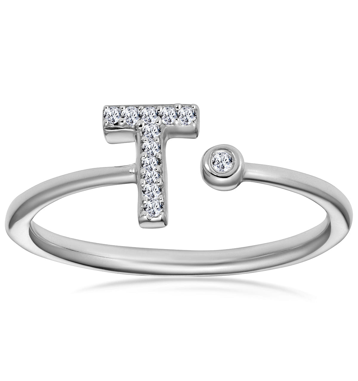 Diamond Lab Diamond Initial T Ring 0.07ct Set in 925 Silver SIZE J1/1 P