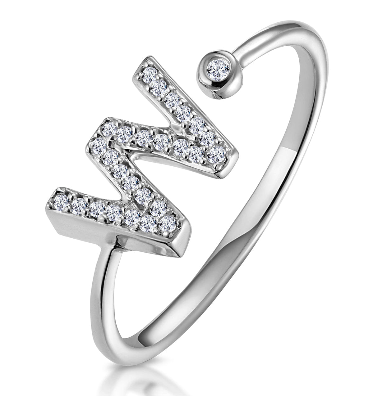 Diamond Lab Diamond Initial W Ring 0.07ct Set in 925 Silver SIZES L M O