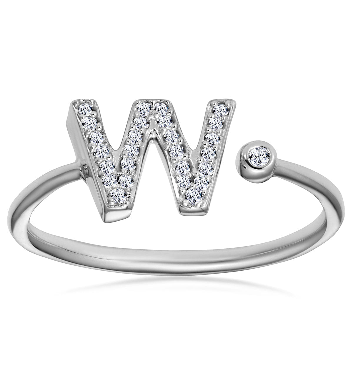 Diamond Lab Diamond Initial W Ring 0.07ct Set in 925 Silver SIZES L M O
