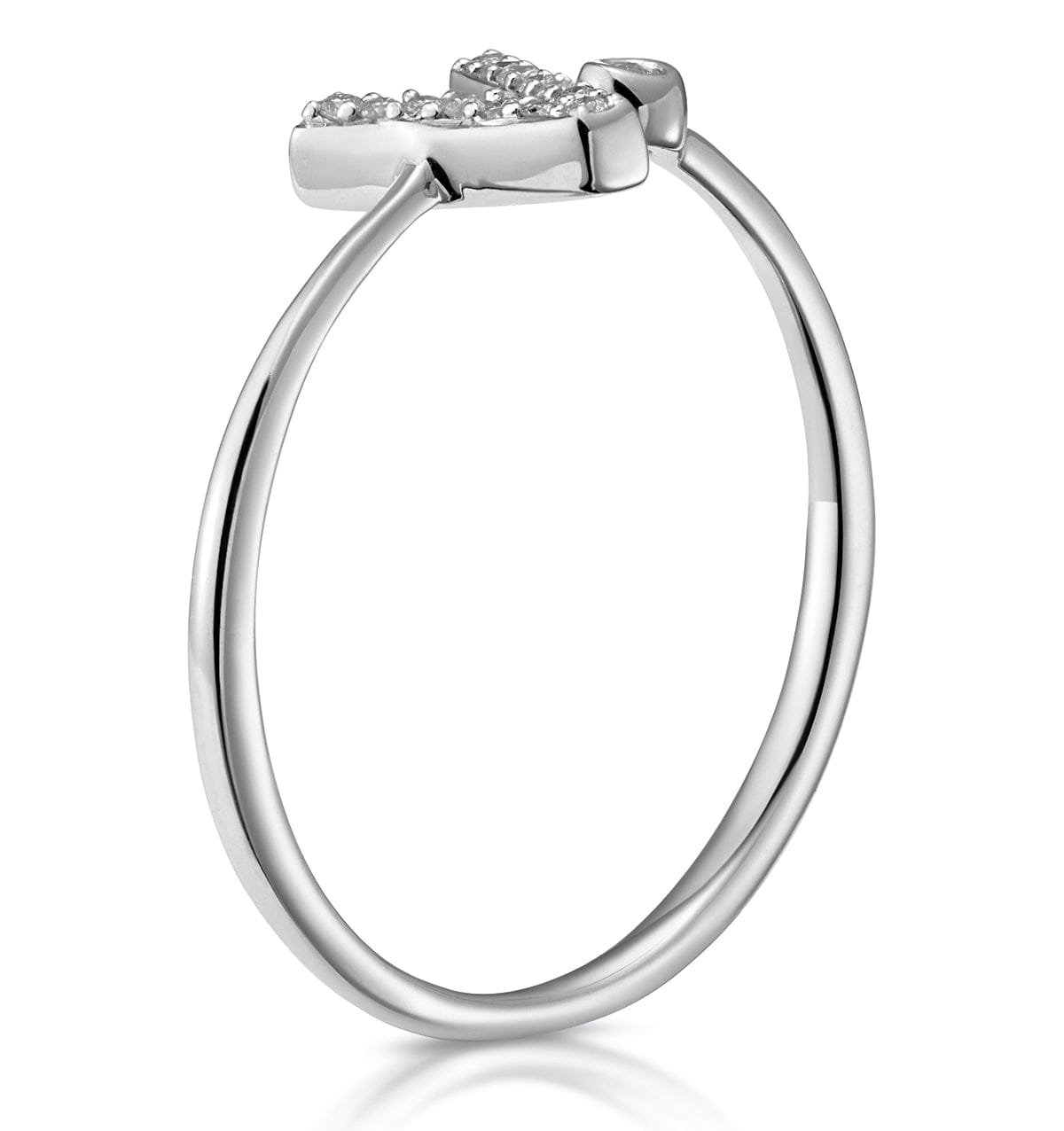 Diamond Lab Diamond Initial V Ring 0.07ct Set in 925 Silver SIZE L N