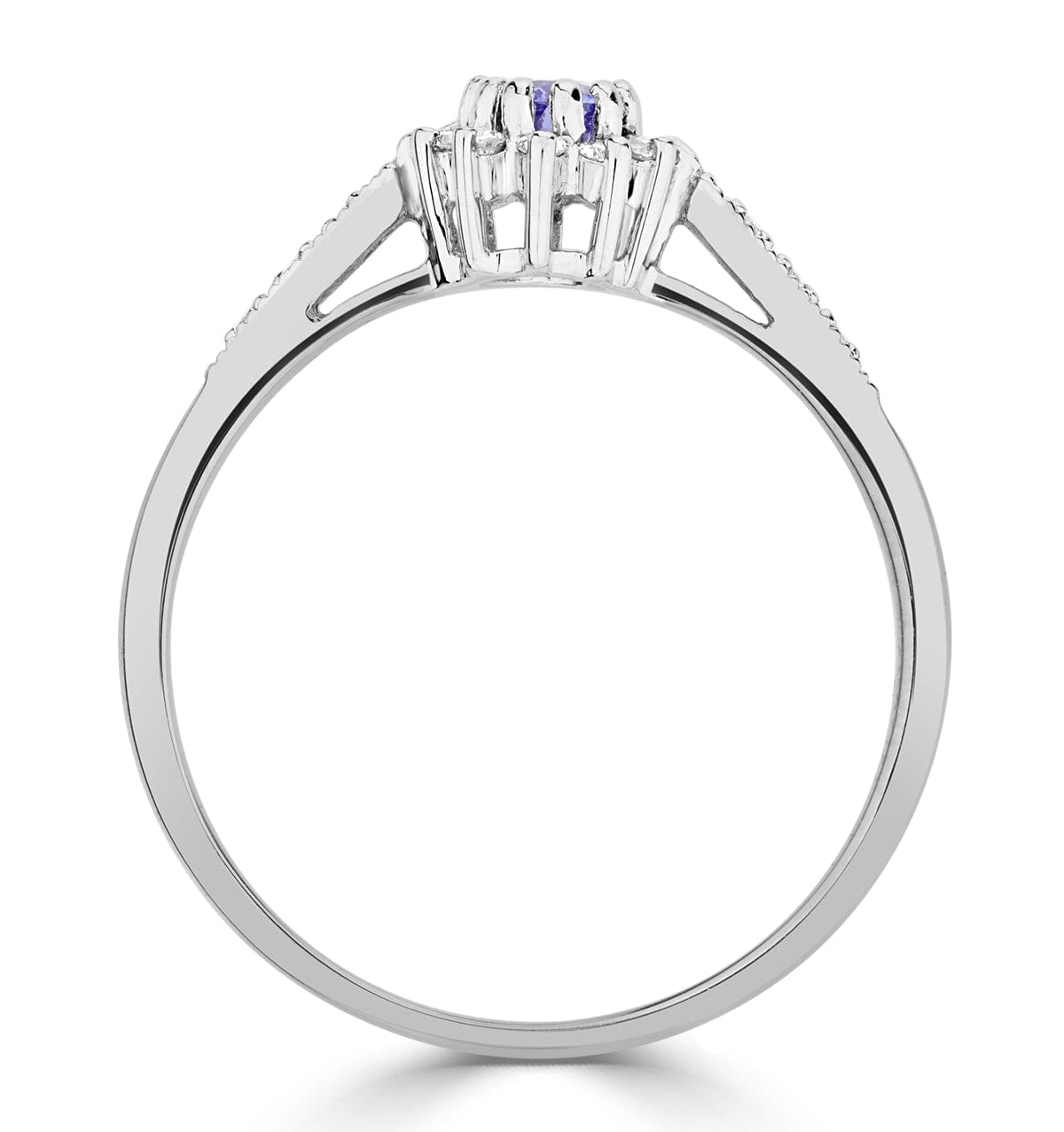 Diamond Tanzanite 5 x 3 mm And Diamond 9K White Gold Ring