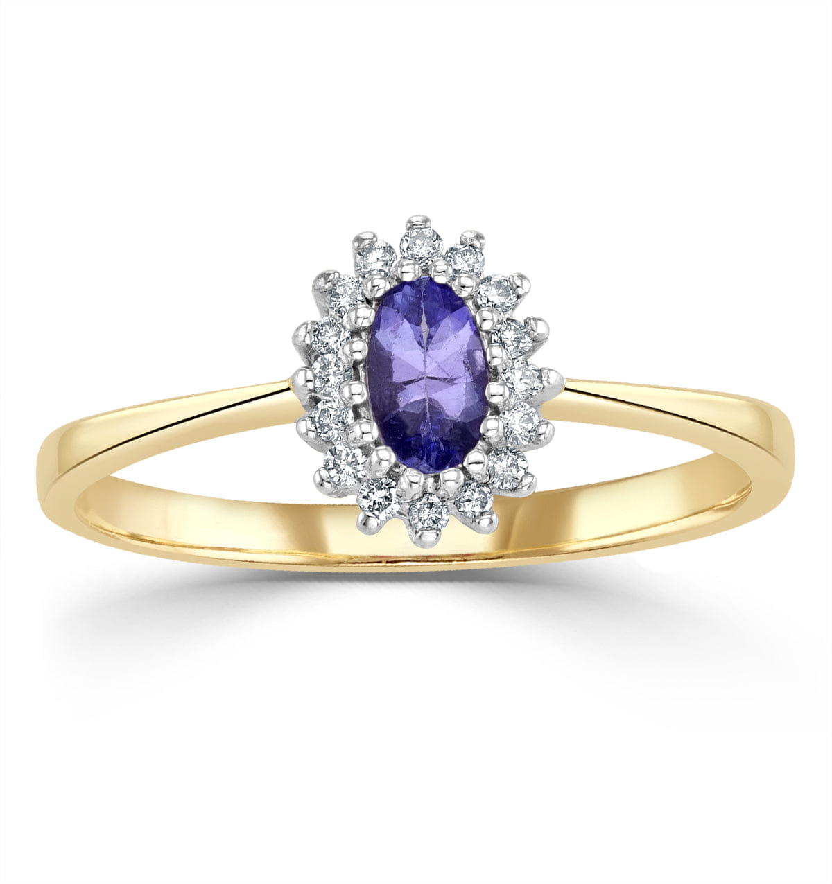 Diamond Tanzanite 5 x 3 mm And Diamond 9K Gold Ring A4323
