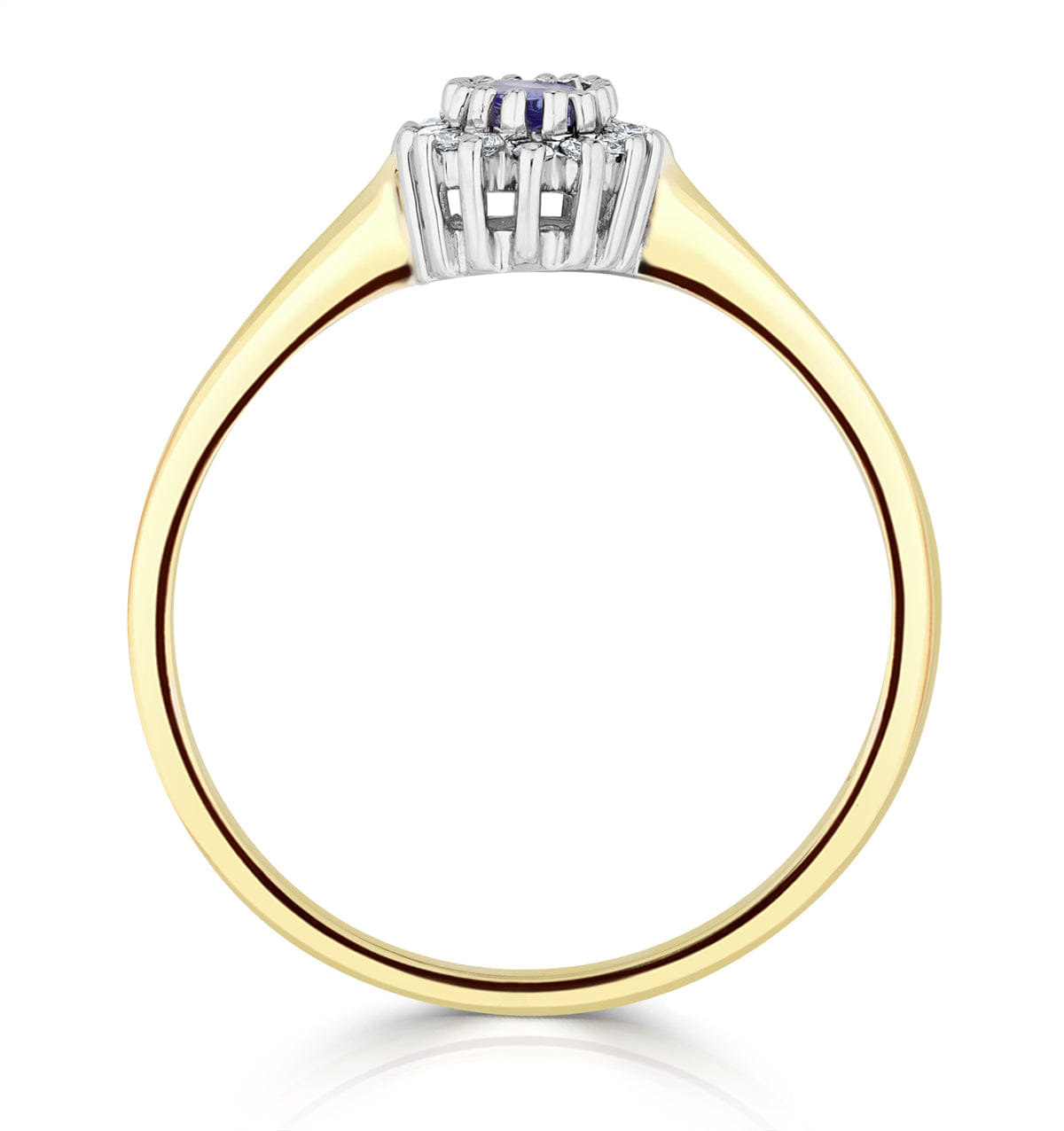 Diamond Tanzanite 5 x 3 mm And Diamond 9K Gold Ring A4323