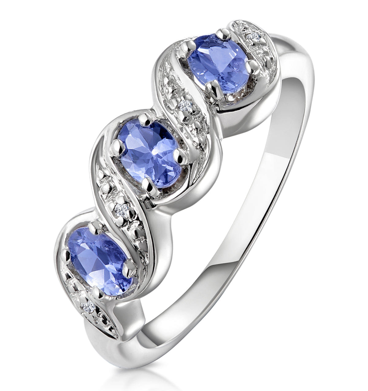 Diamond Tanzanite 0.50CT And Diamond 9K White Gold Ring