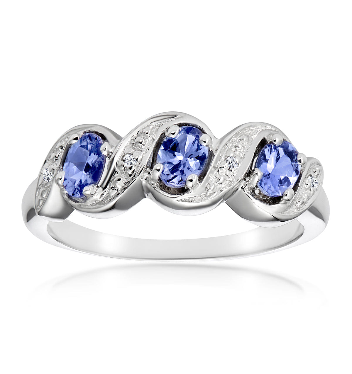 Diamond Tanzanite 0.50CT And Diamond 9K White Gold Ring