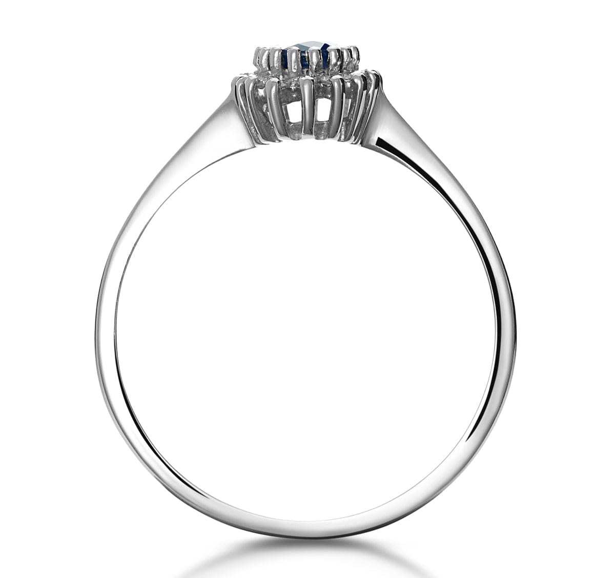 Diamond Sapphire 6 x 4 mm And Diamond 9K White Gold Ring A3906