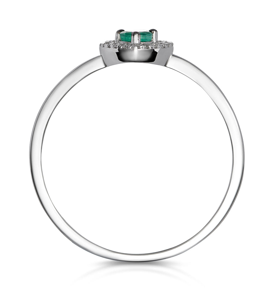Diamond Emerald and Diamond Stellato Heart Ring in 9K White Gold