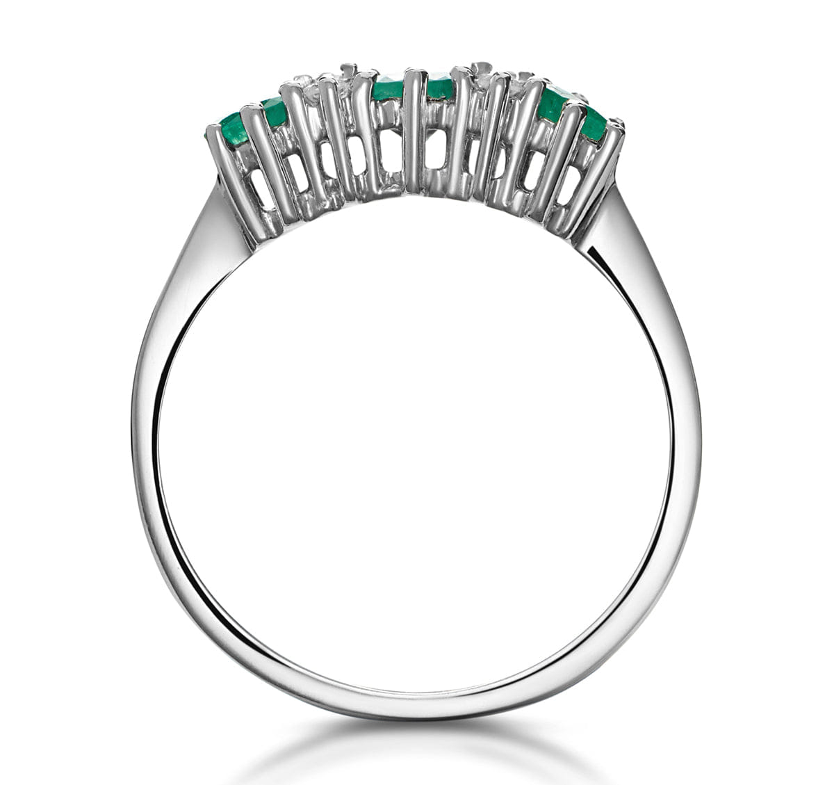 Diamond Emerald 0.45ct And Diamond 9K White Gold Ring