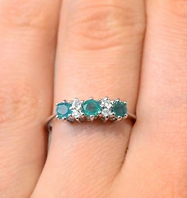 Diamond Emerald 0.45ct And Diamond 9K White Gold Ring